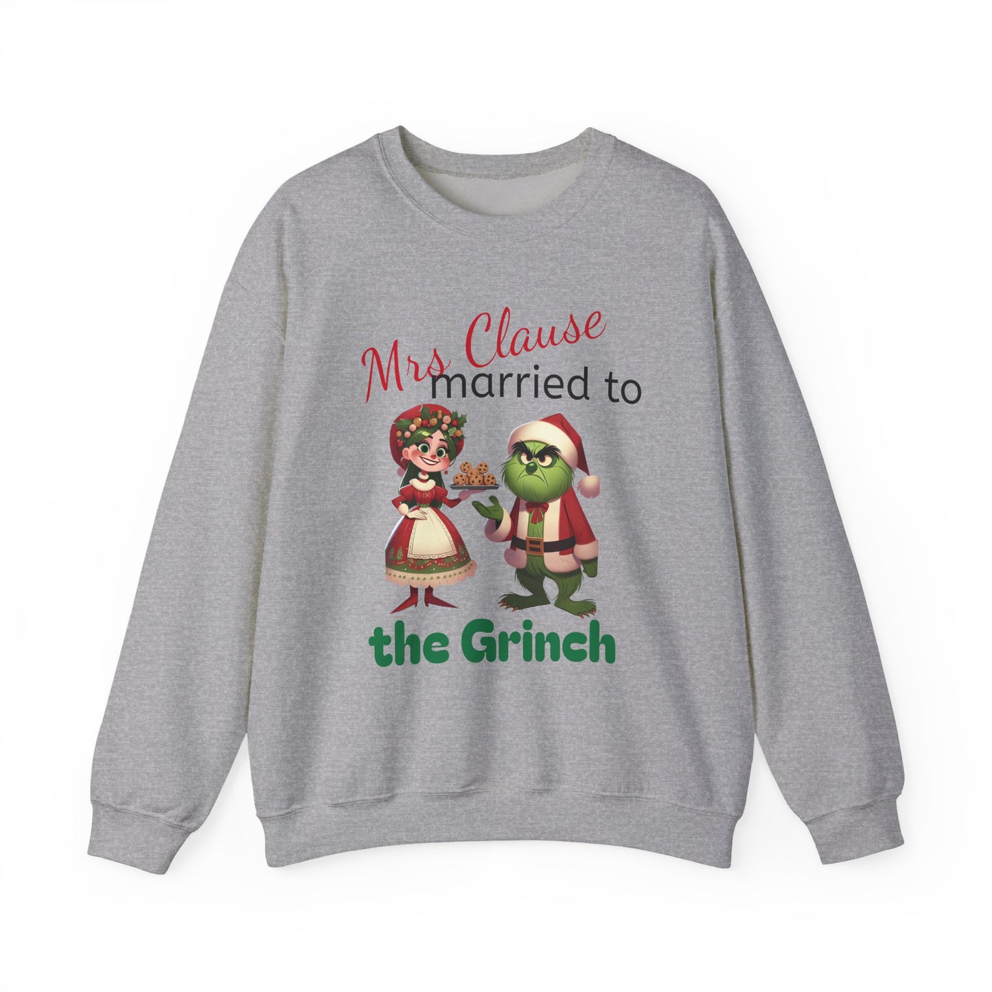 Funny Mrs Clause Married to the Grinch Sweatshirt, Christmas Couples Jumper, Holiday Pullover, Xmas Apparel, Winter Top