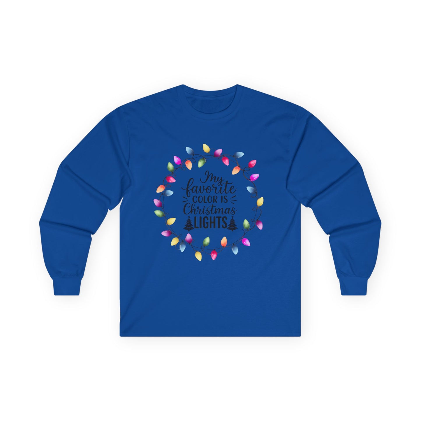 Christmas Lights Long Sleeve Tee, Unisex Holiday Shirt, Festive Apparel, Gift for Her, Xmas Party Outfit