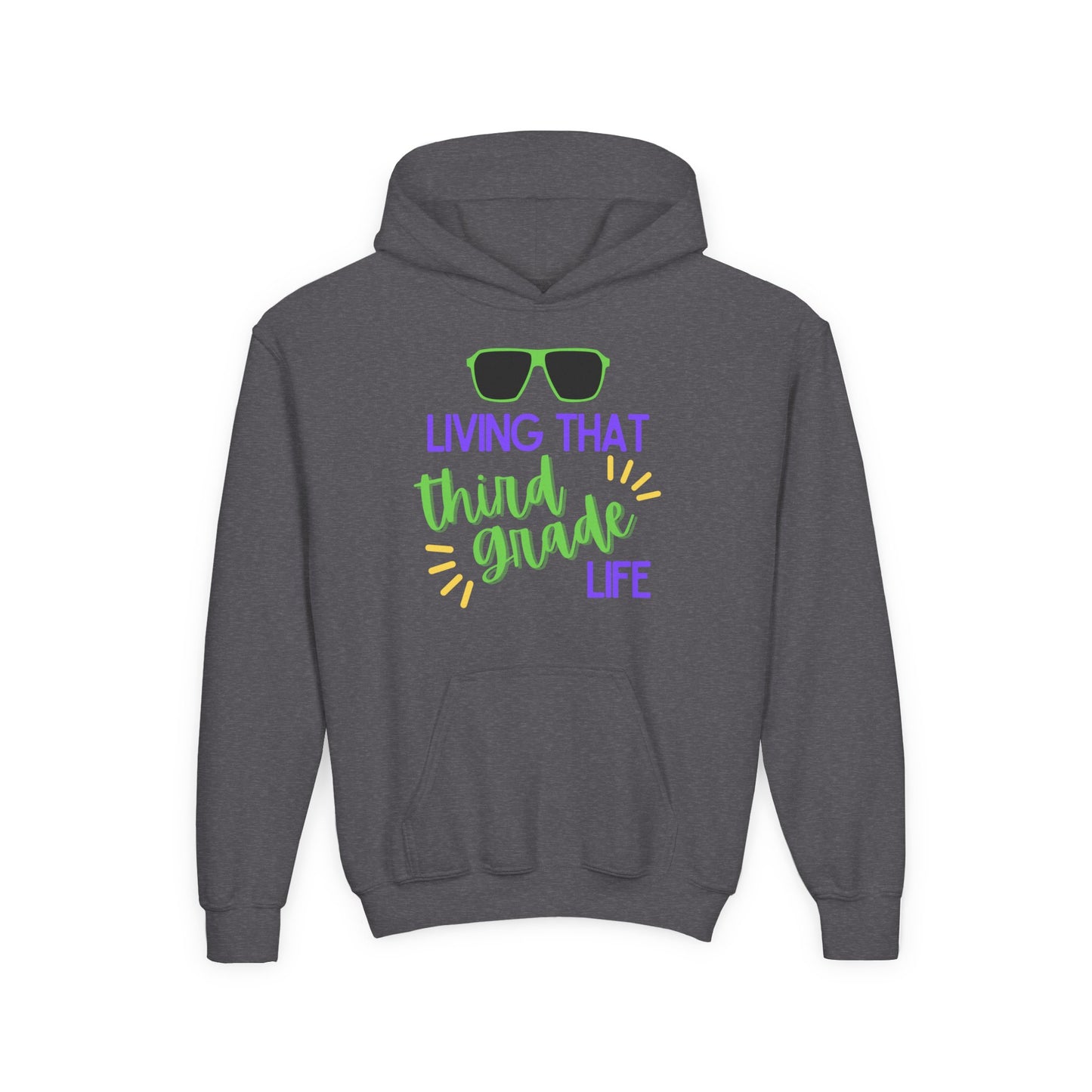 Cool Third Grade Hoodie for Youth, Back to School Gift, Trendy Kids Sweatshirt, Living that Third Grade Life, Fun School Spirit Wear