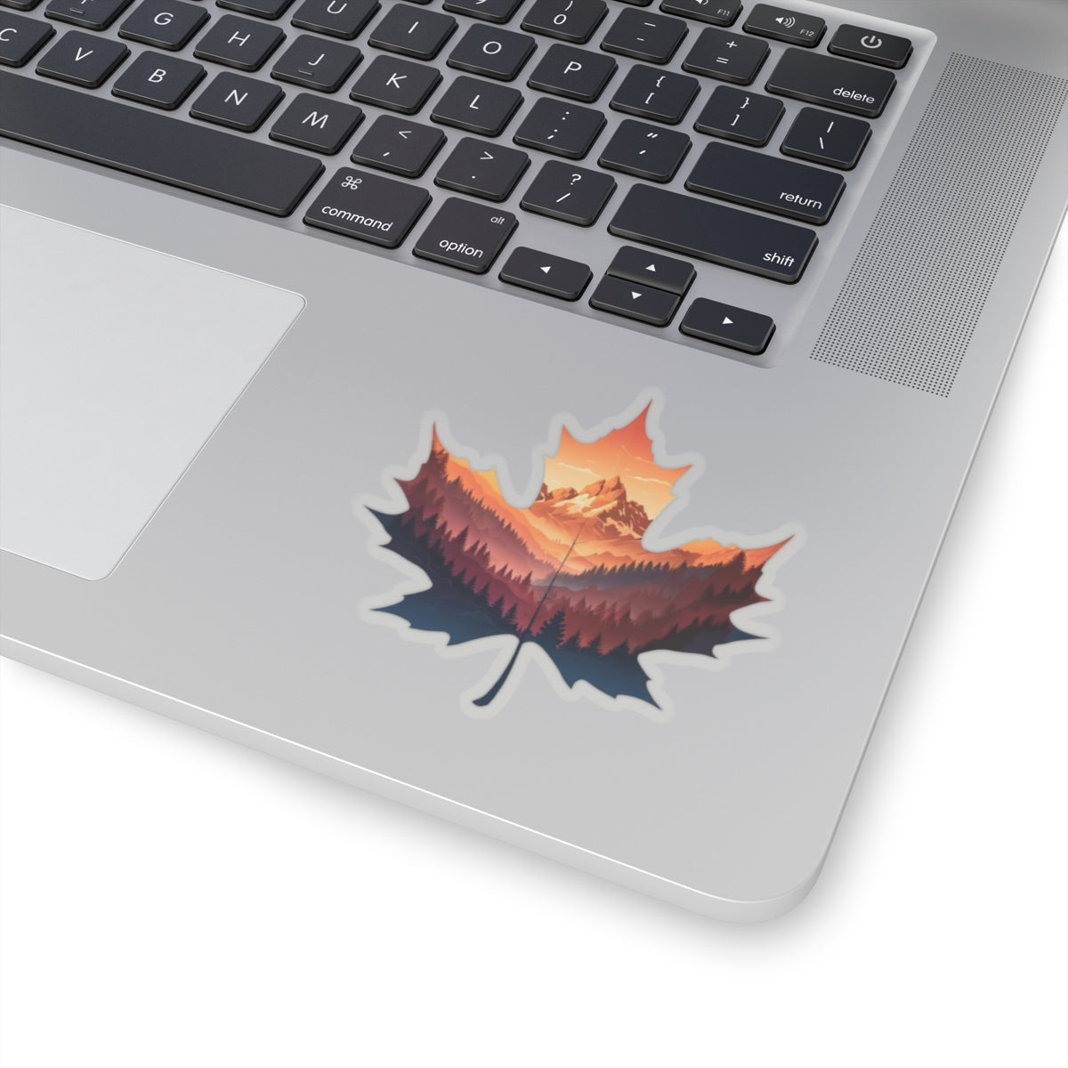 leaf shaped mountain sunset Kiss-Cut Stickers