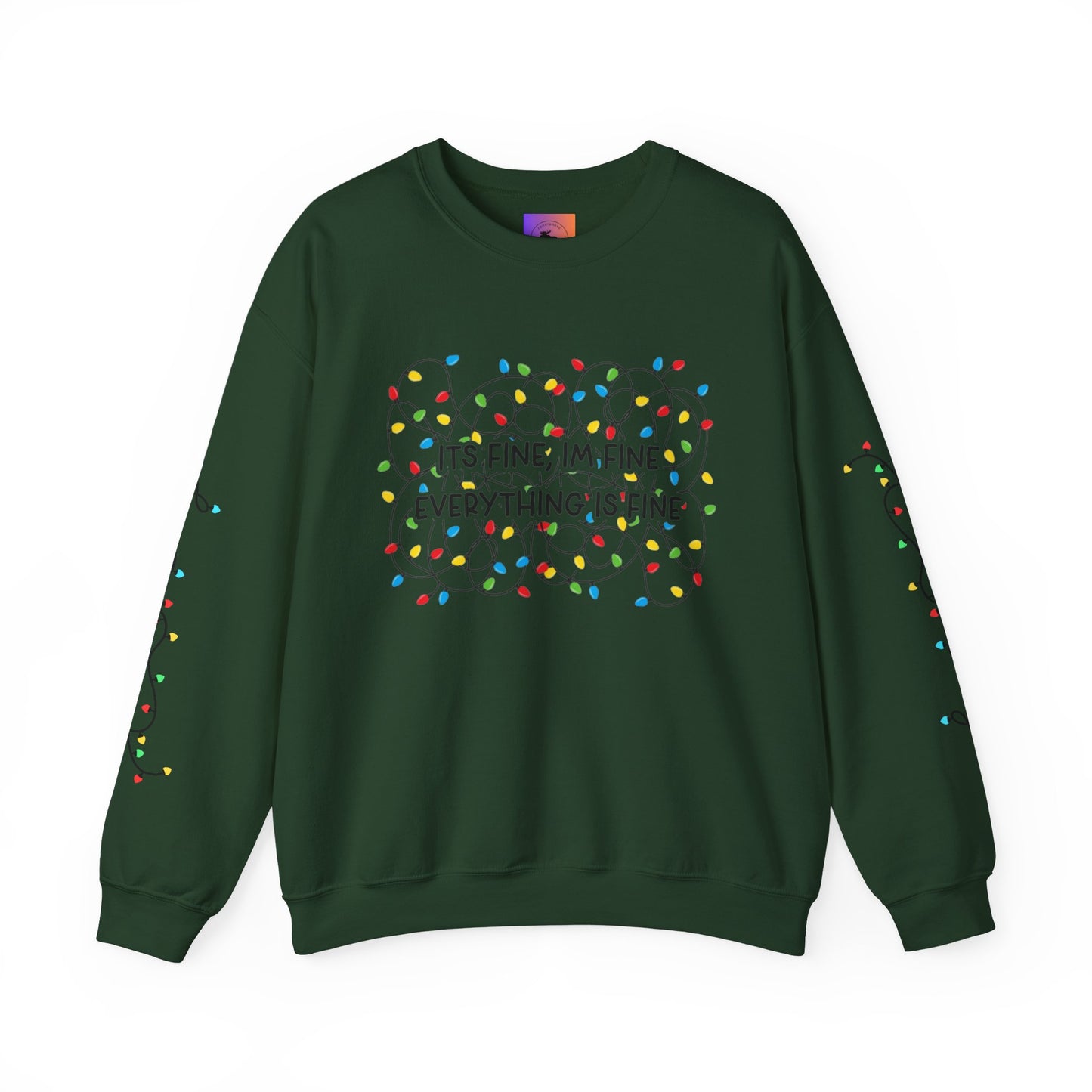 Its Fine Everything Is Fine holiday lights crewneck