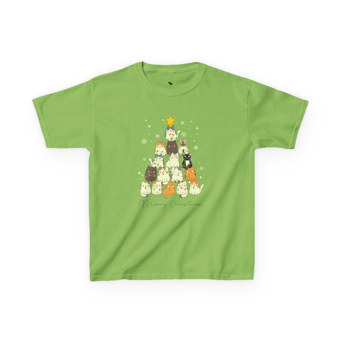 Kids Holiday Cat Tee, Cute Christmas Shirt, Fun Winter Top, Adorable Kids T-Shirt, Festive Animal Apparel, Christmas Gift for Kids
