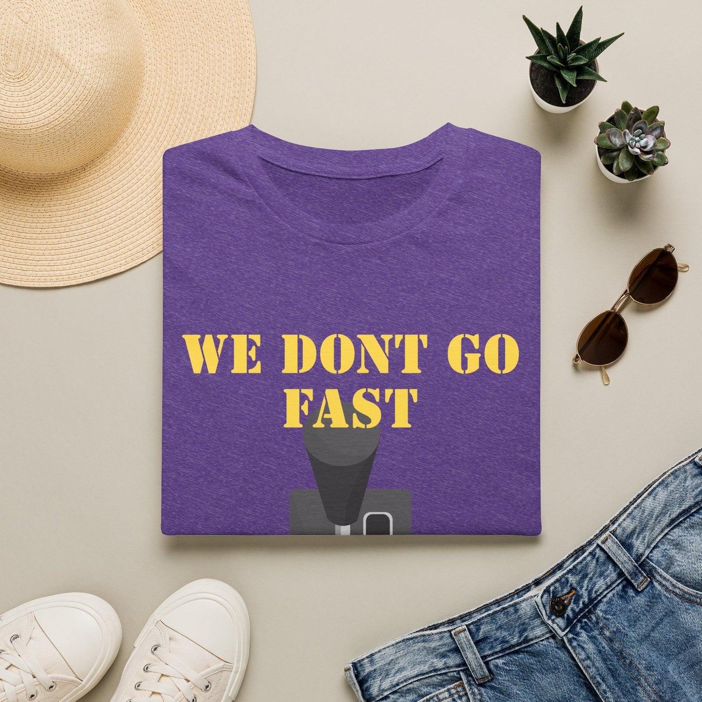 T‑Shirt — “We Don’t Go Fast” Retro Gearshift Tee