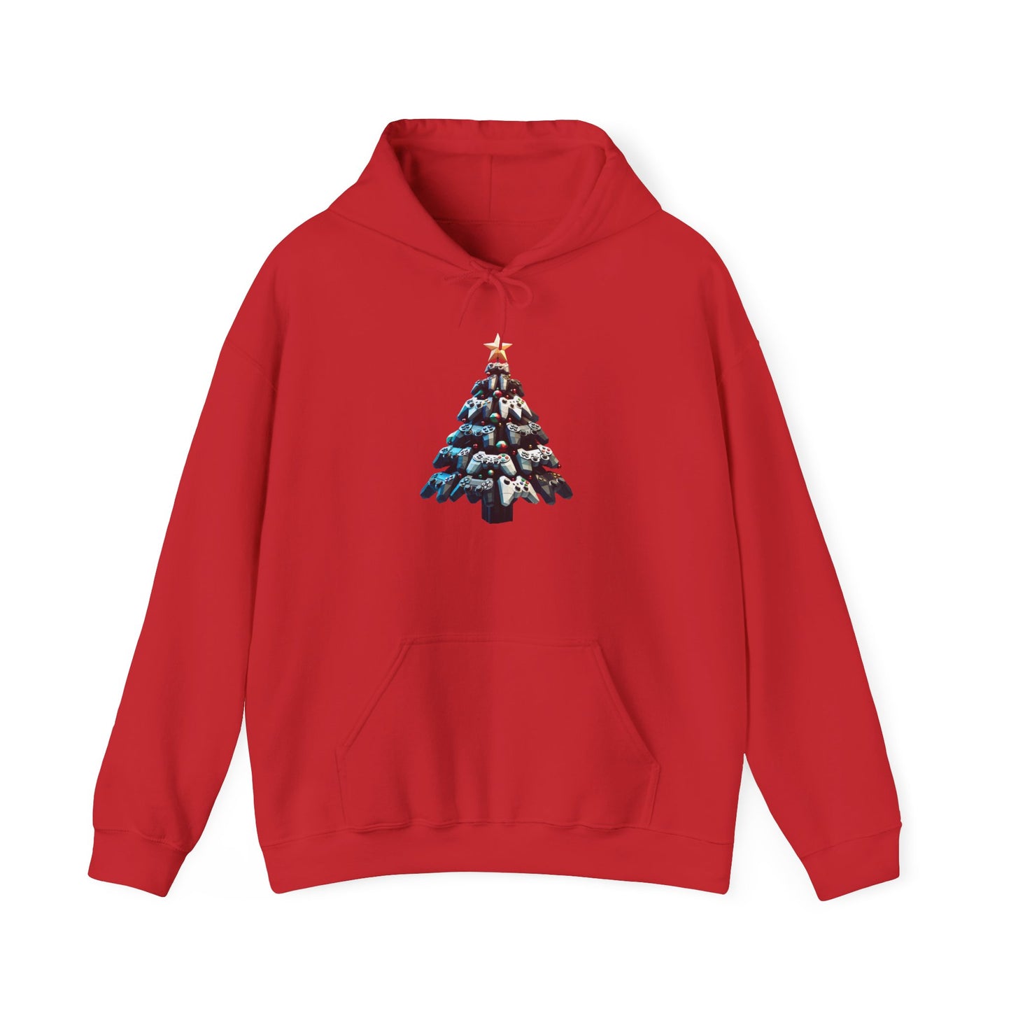 Video Game Console Christmas Tree Hoodie - Gamer Gift Sweatshirt, Holiday Gaming Apparel, Unisex Hooded Jumper, Geeky Christmas Present,