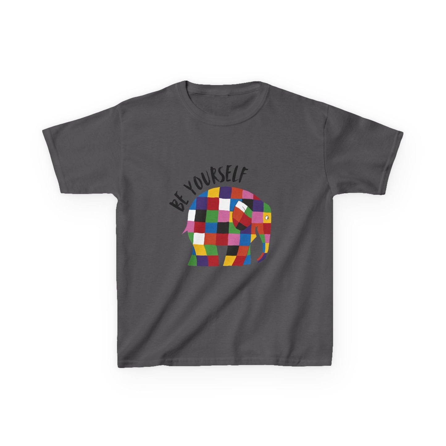 Kids Heavy Cotton™ Tee, Elmer the Patchwork Elephant T-Shirt, Children's Clothing, Cute Animal Print Top, Kids Birthday Gift, Youth