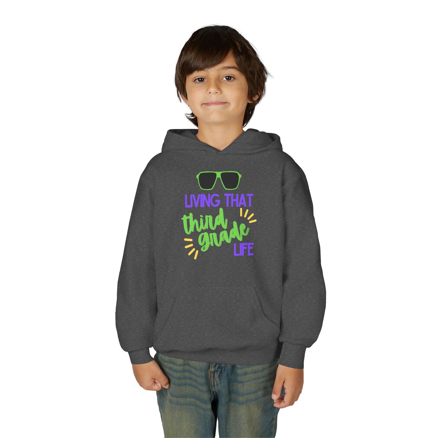 Cool Third Grade Hoodie for Youth, Back to School Gift, Trendy Kids Sweatshirt, Living that Third Grade Life, Fun School Spirit Wear