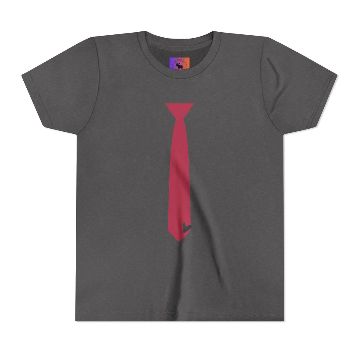 Youth Tie Graphic Tee – Red Necktie Costume Shirt for Kids with heart