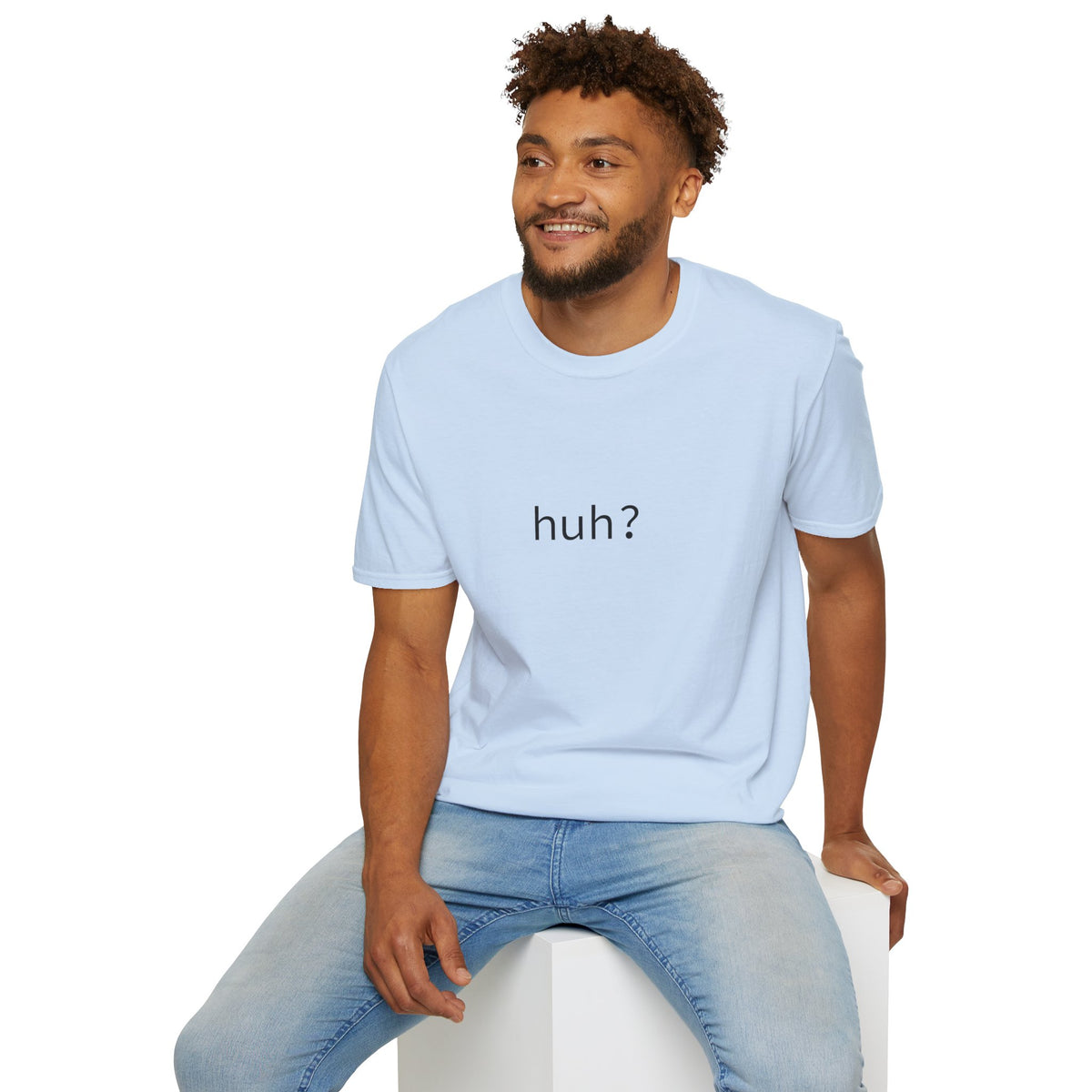 Huh? Minimalist Graphic T‑Shirt — Funny Casual Statement Tee