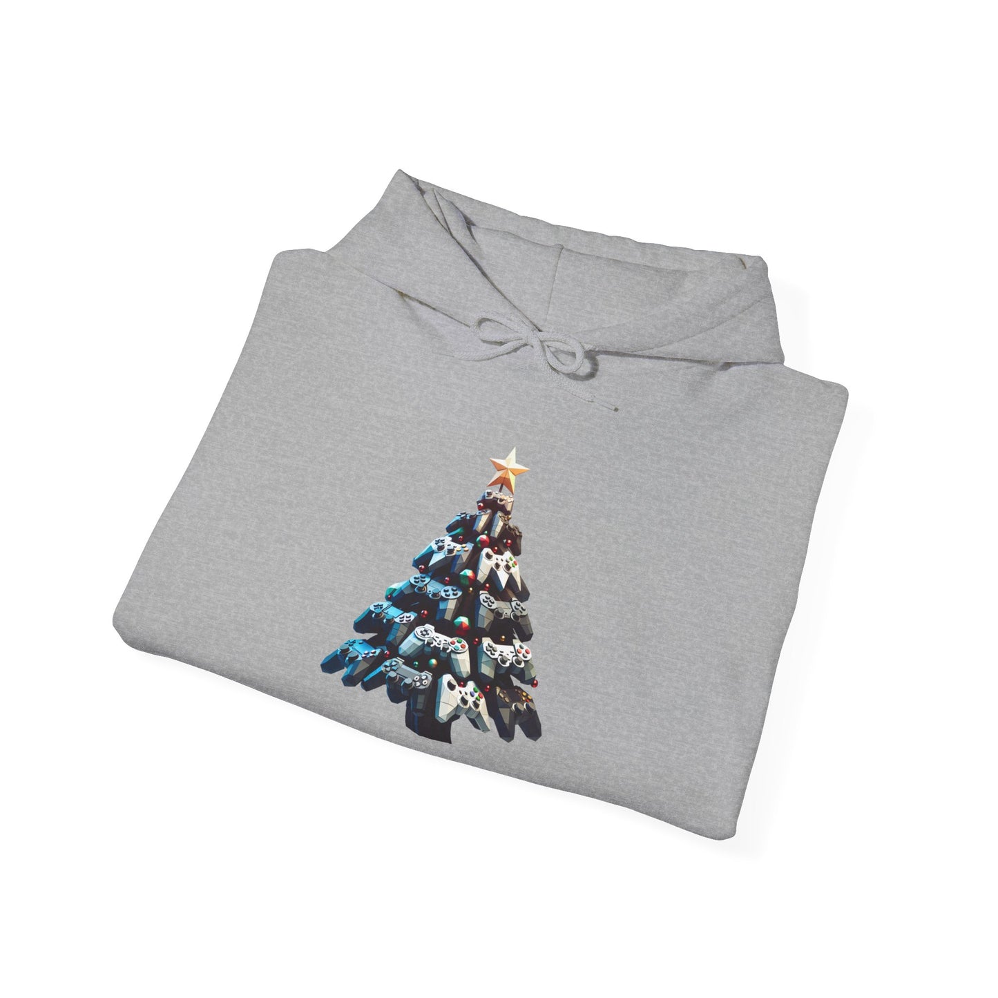 Video Game Console Christmas Tree Hoodie - Gamer Gift Sweatshirt, Holiday Gaming Apparel, Unisex Hooded Jumper, Geeky Christmas Present,
