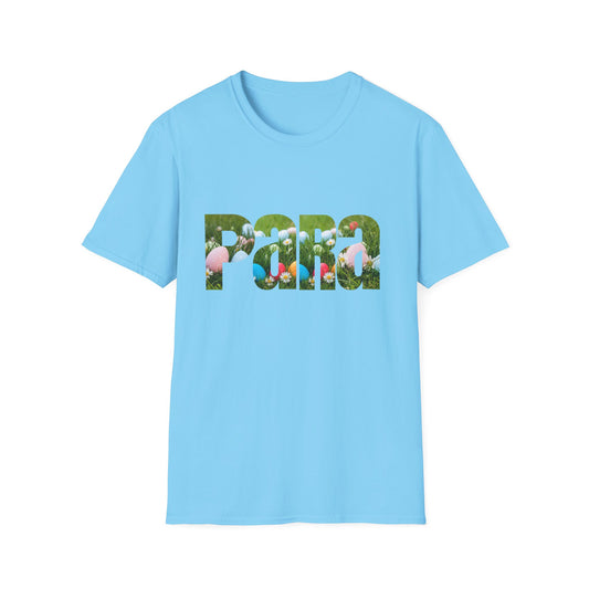 T-Shirt — Floral 'Para' Lettering Tee, easter egg pattern