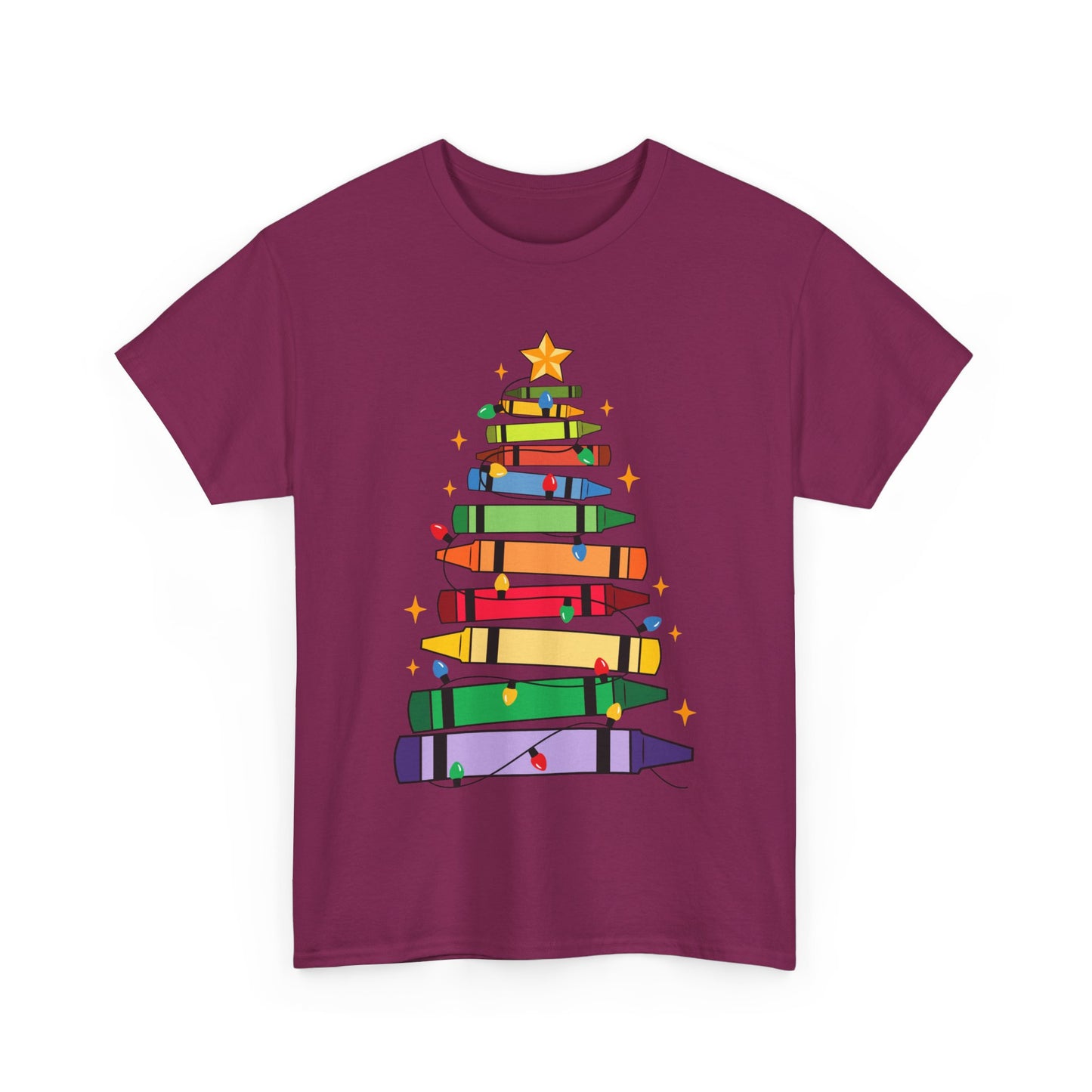 Crayon Tree Teacher Unisex Tee for Christmas Gift, Homeschool T-Shirt, Holiday Apparel, Educator Present, School Tee Shirt