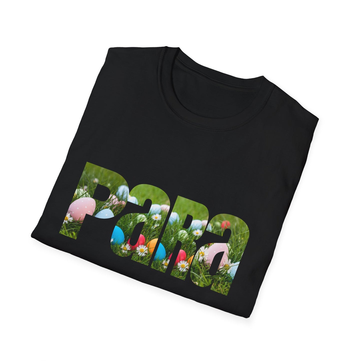 T-Shirt — Floral 'Para' Lettering Tee, easter egg pattern