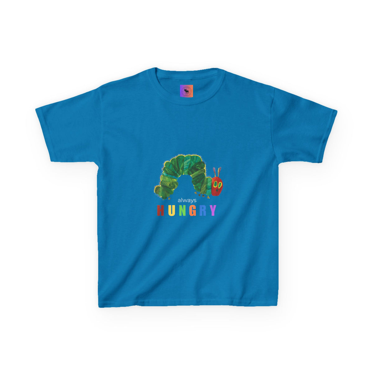 Kids Tee — "Always Hungry" Colorful Caterpillar Graphic