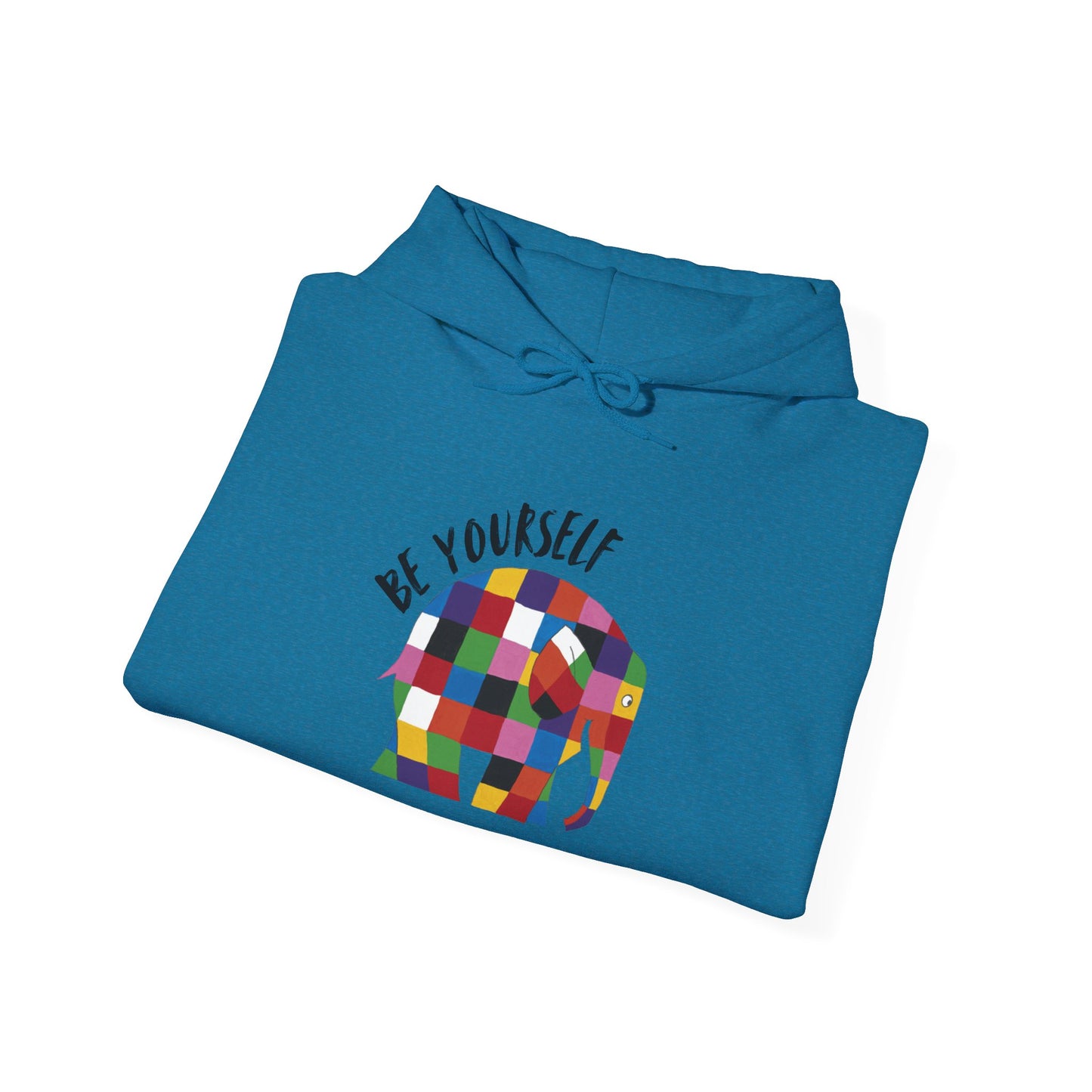 Patchwork Elephant Unisex Hoodie, Elmer the Elephant Sweatshirt, Be Yourself Hooded Jumper, Gender Neutral Hoodie, Colorful Cartoon Sweater