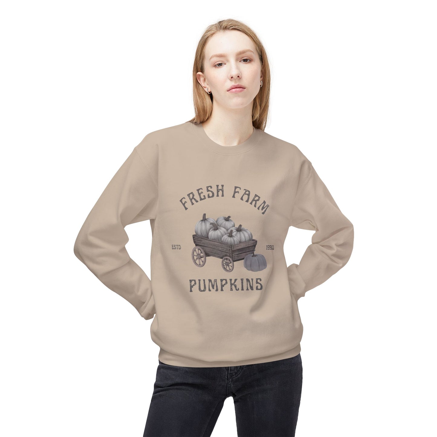 Fresh Farm Pumpkins Sweatshirt, Cozy Fall Apparel, Autumn Fashion, Pumpkin Patch Sweatshirt, Harvest Festival Gear, Thanksgiving Gift