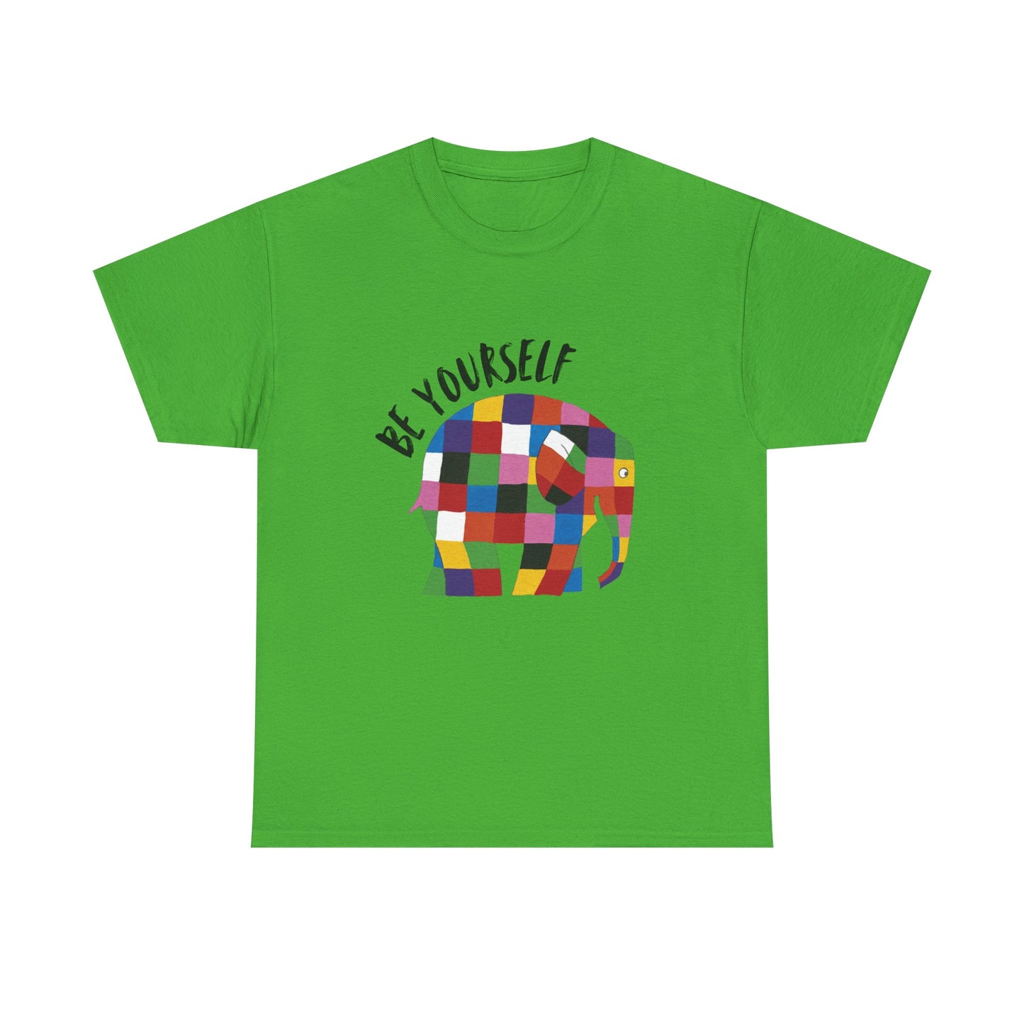 Patchwork Elephant Unisex Tee, Elmer Print Shirt, Graphic Tee, Kids Novelty Shirt, Animal Lover Gift