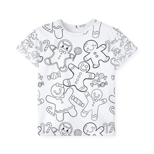 Kids color your own t-shirt, gingerbread cookies for Christmas or holiday