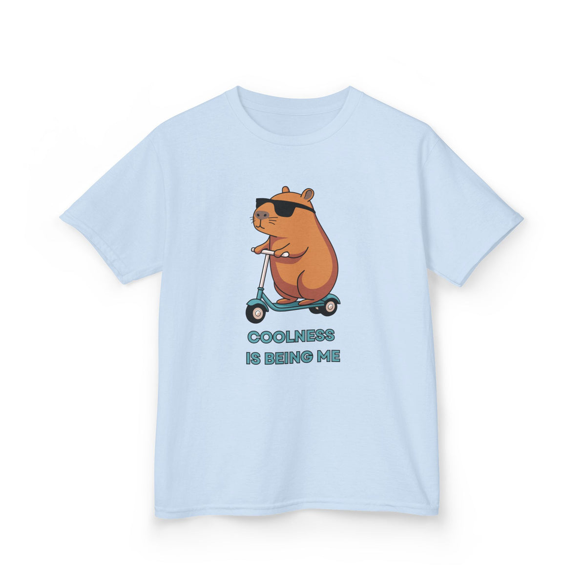 Kids Tee — 'Coolness Is Being Me' CAPYBARA on Scooter Cute Graphic T-Shirt