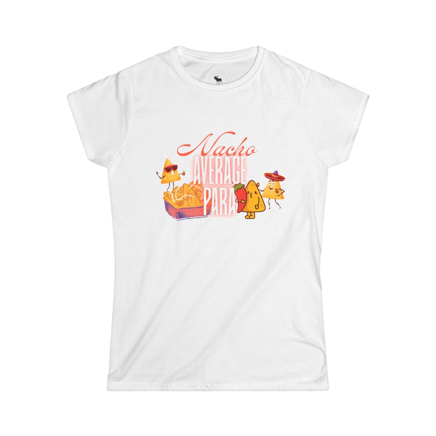Nacho Average para Tee, Women's Softstyle Tee, Funny Food Shirt, Casual Wear, Gift for Foodies, Taco Lovers, Unique T-Shirt