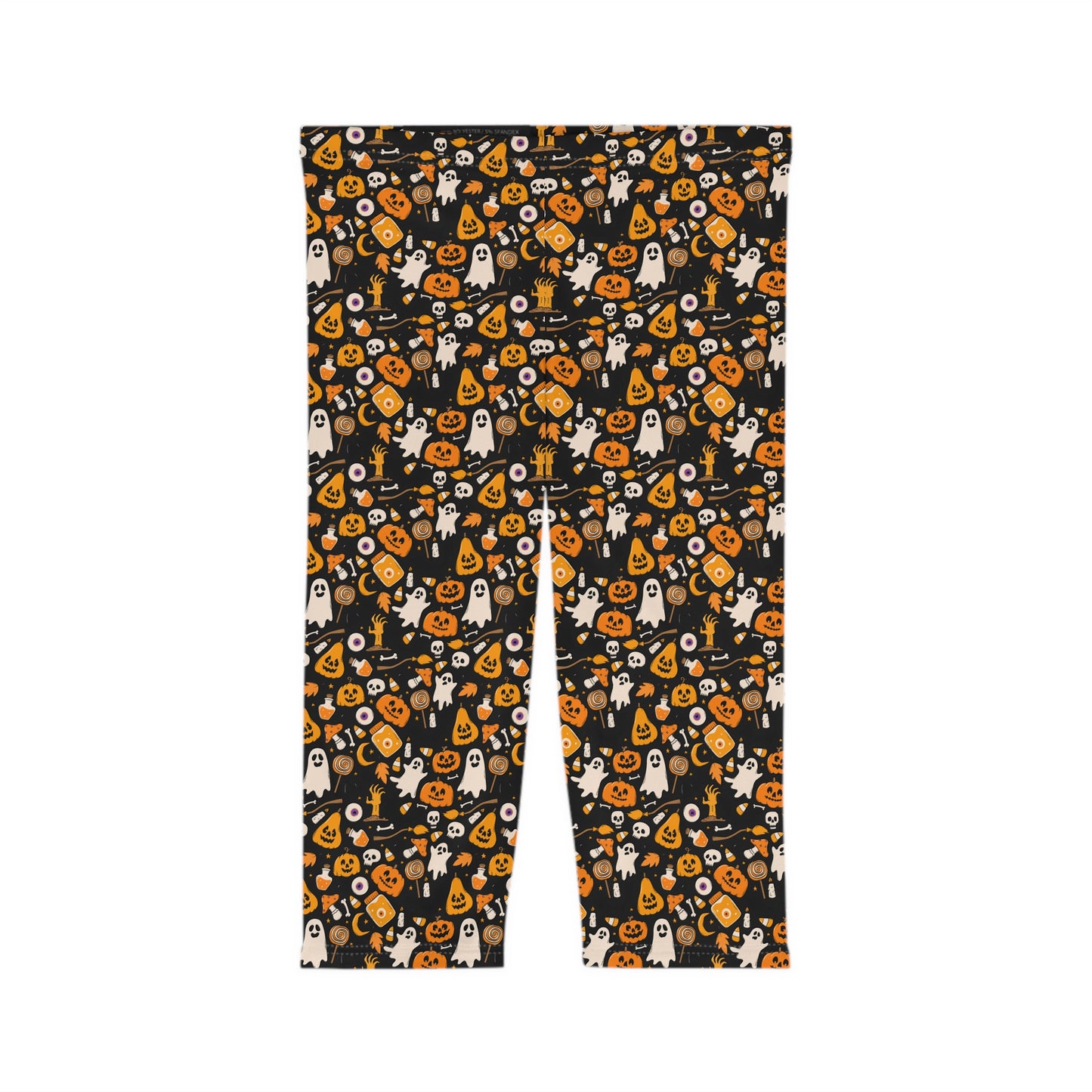 Halloween-Themed Women’s Capri Leggings, spooky activewear, festive workout pants, autumn style leggings, cute leggings for Halloween