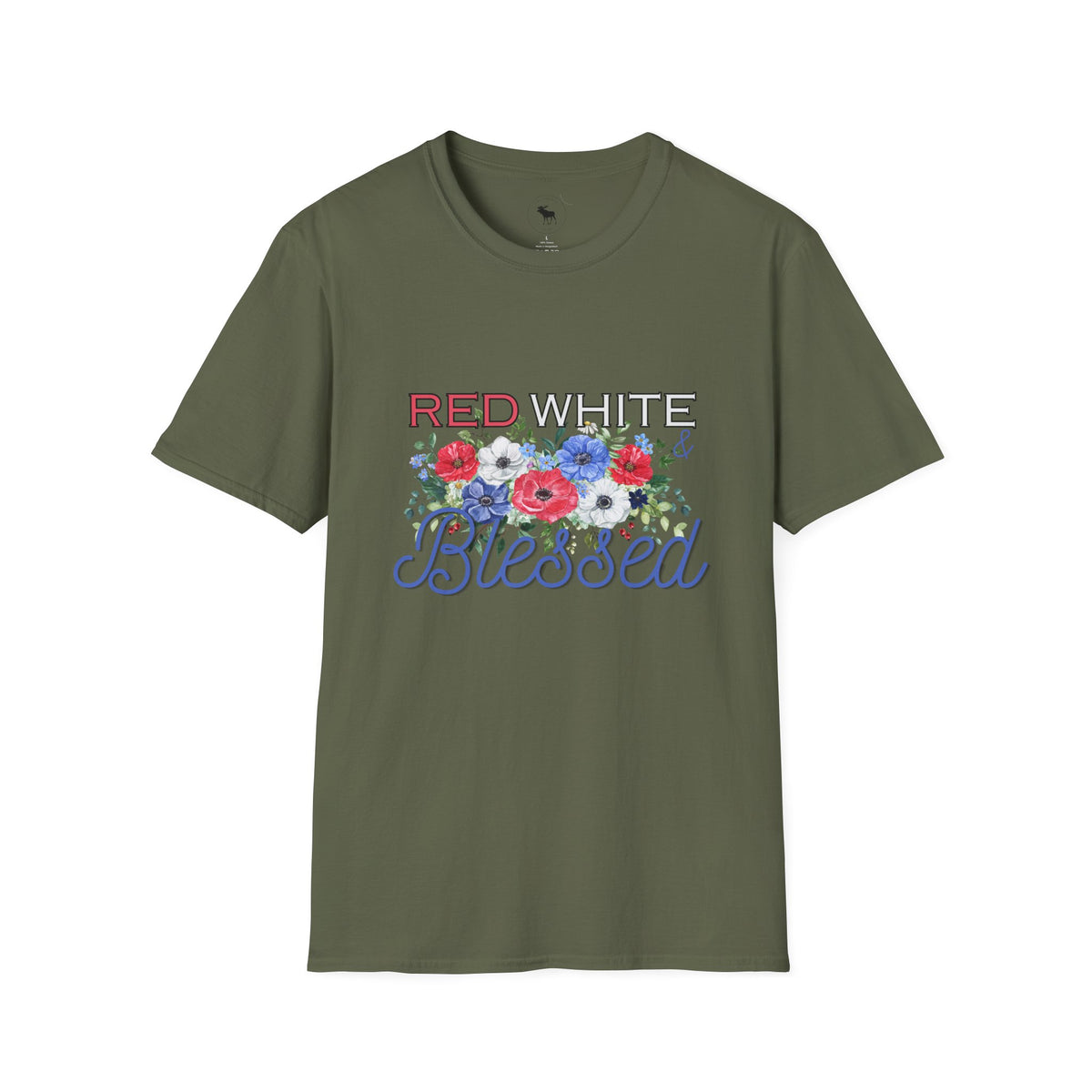 T-Shirt — "Red White & Blessed" Floral Patriotic Tee