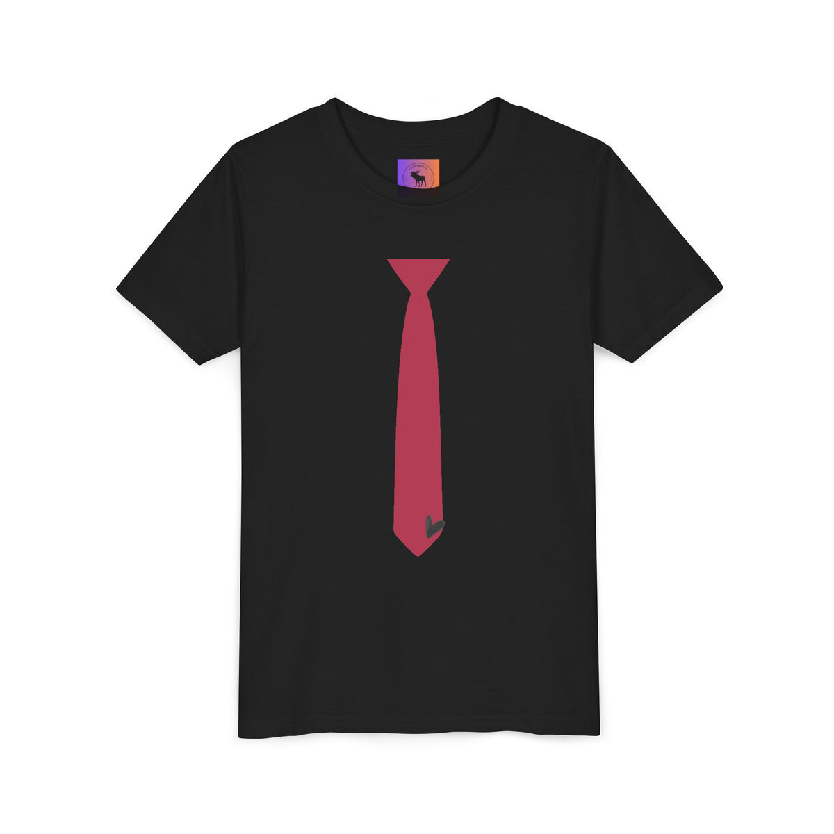 Youth Tie Graphic Tee – Red Necktie Costume Shirt for Kids with heart
