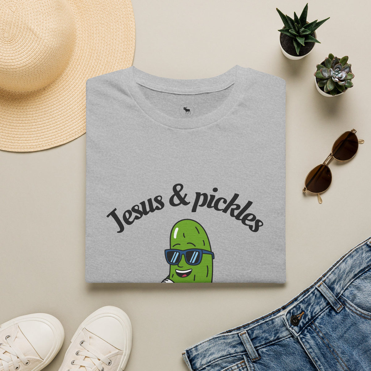 Jesus & Pickles T-Shirt — “Salty & Saved” Funny Christian Graphic Tee