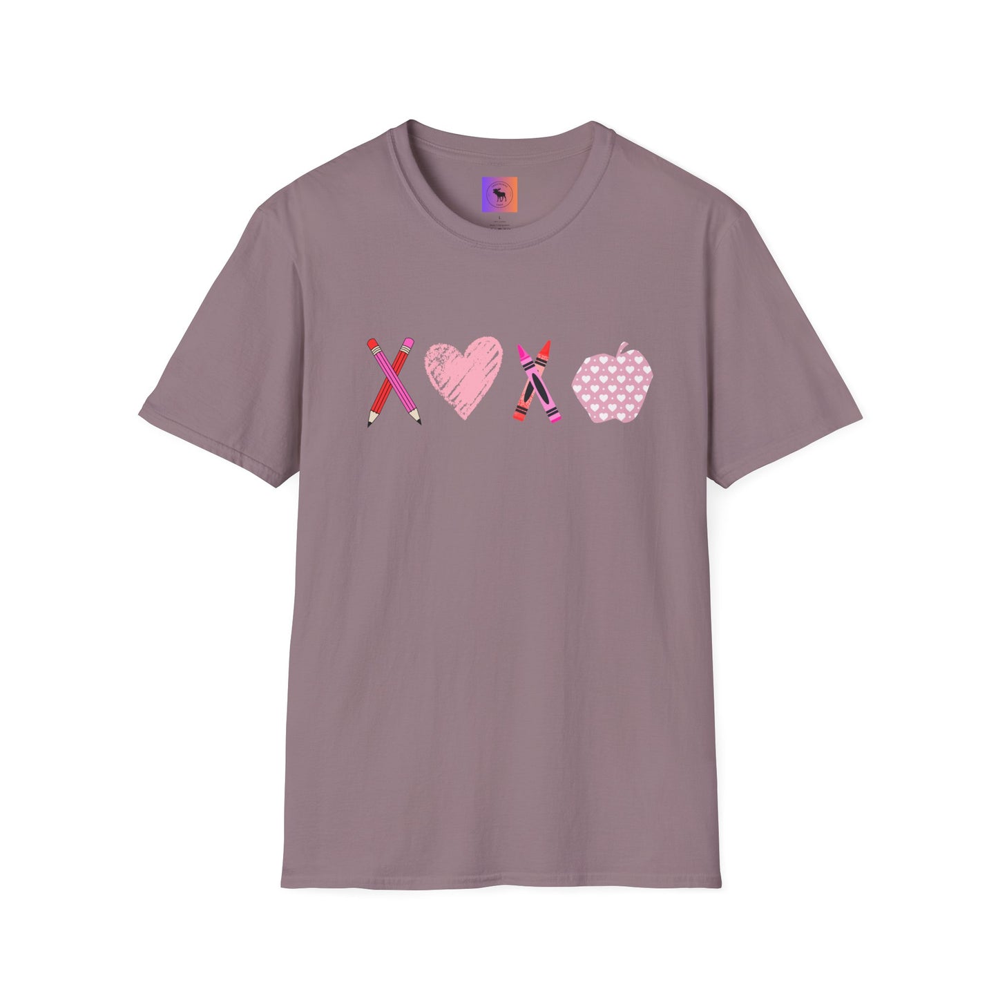 Teacher Valentine T-Shirt — Pencils, Crayon Apple & XOXO