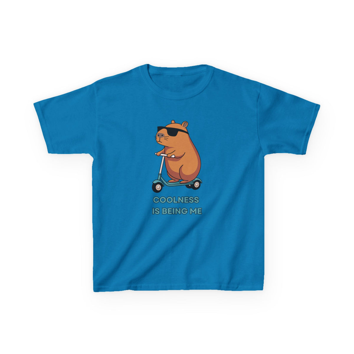 Kids Tee — 'Coolness Is Being Me' CAPYBARA on Scooter Cute Graphic T-Shirt