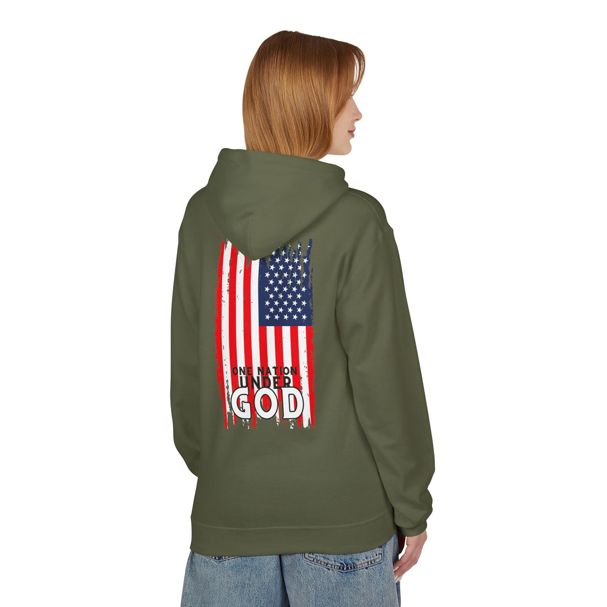 God & Country Hoodie — Distressed American Flag "One Nation Under God" Patriotic Sweatshirt