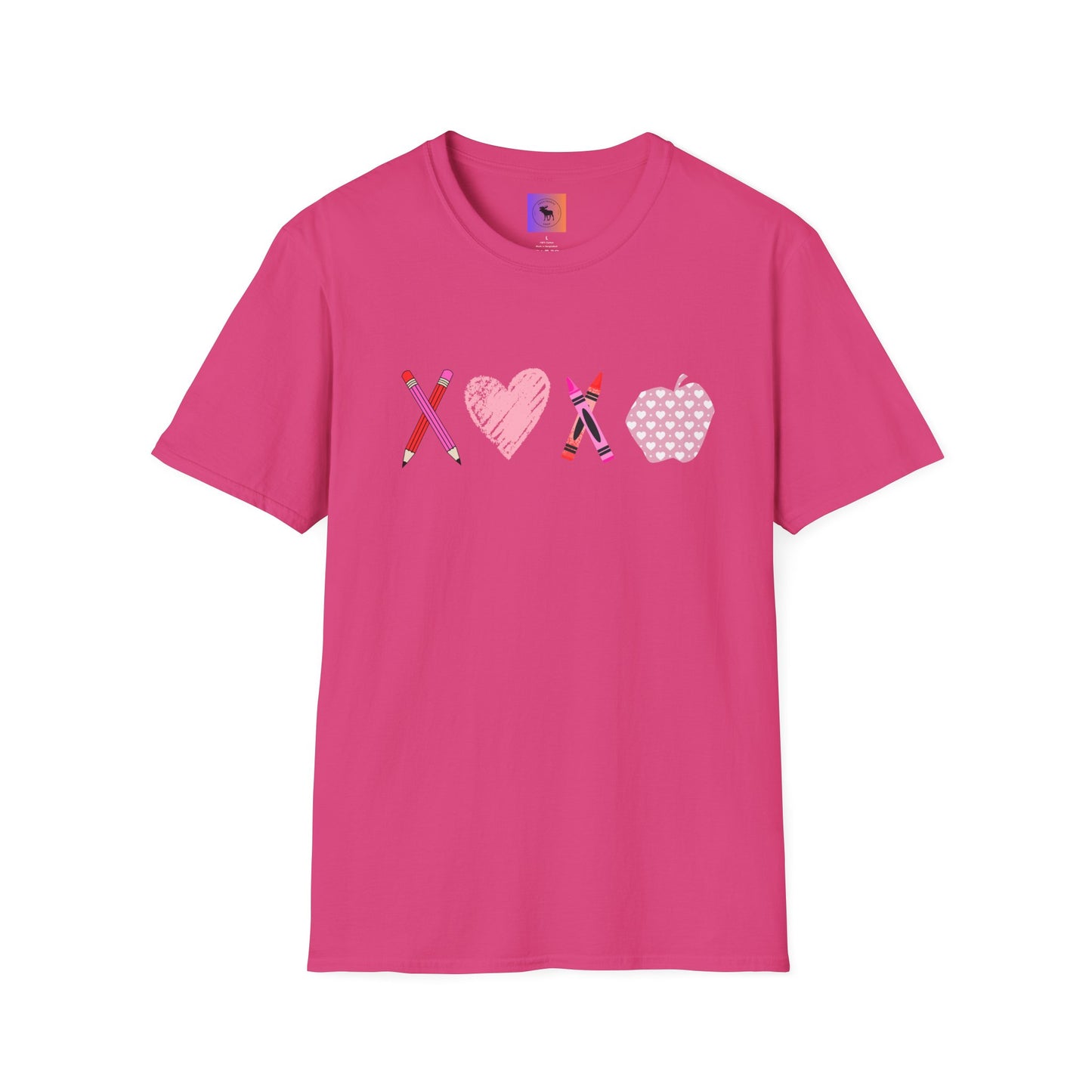 Teacher Valentine T-Shirt — Pencils, Crayon Apple & XOXO