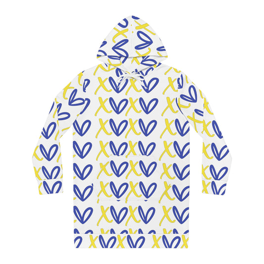 Love DS awareness Patterned Women's Hoodie Dress, Cozy Dress, DS awareness Day Outfit, Casual Wear, Gift for Her, Lounge Dress