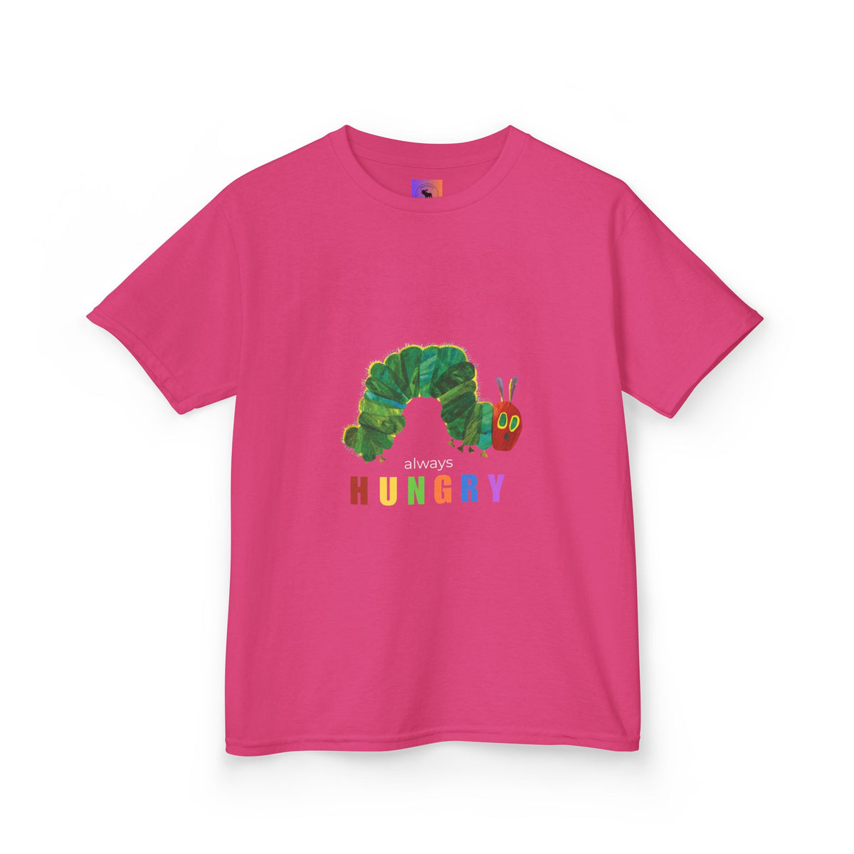 Kids Tee — "Always Hungry" Colorful Caterpillar Graphic