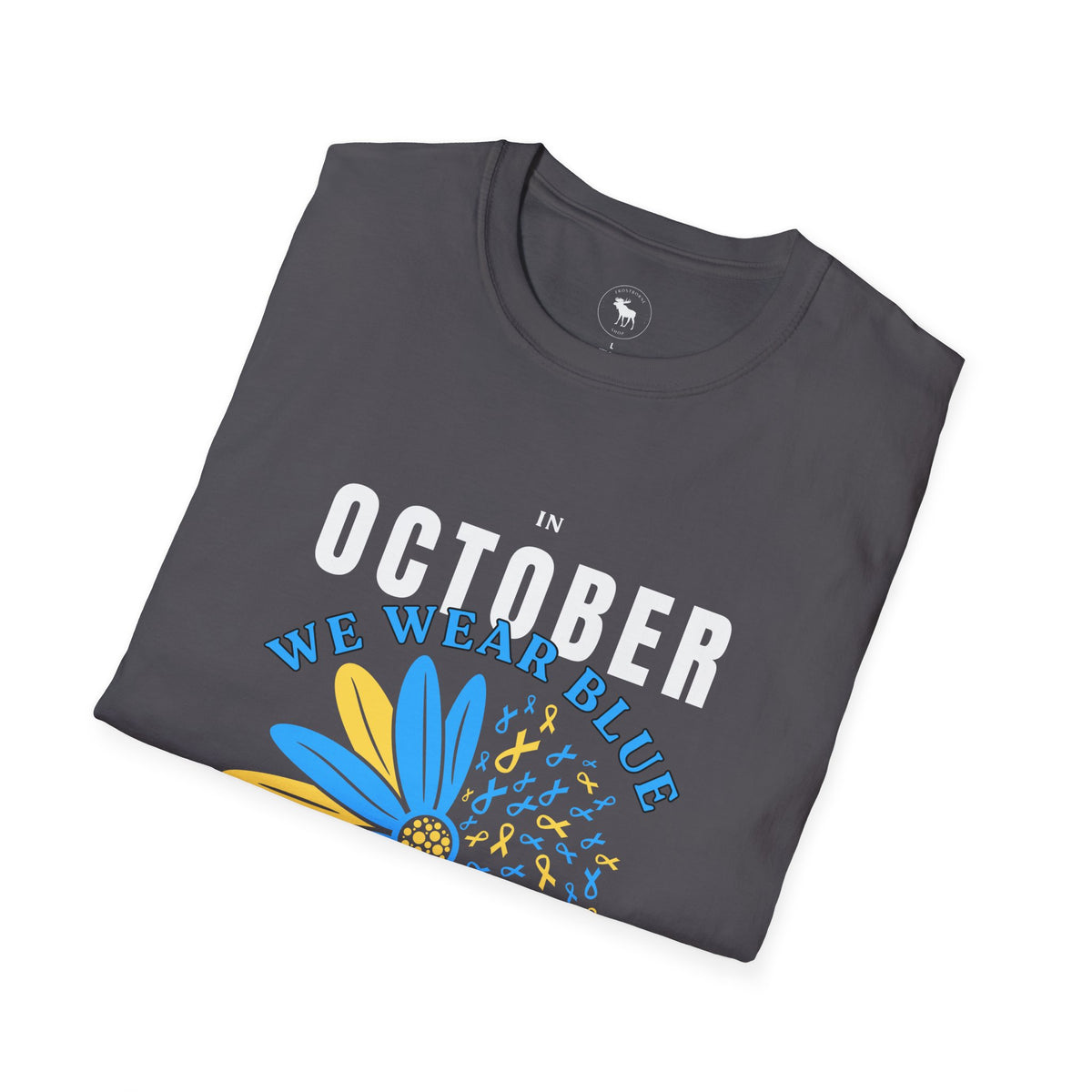 October We Wear Blue and Yellow T-Shirt — Down Syndrome Awareness Daisy Tee
