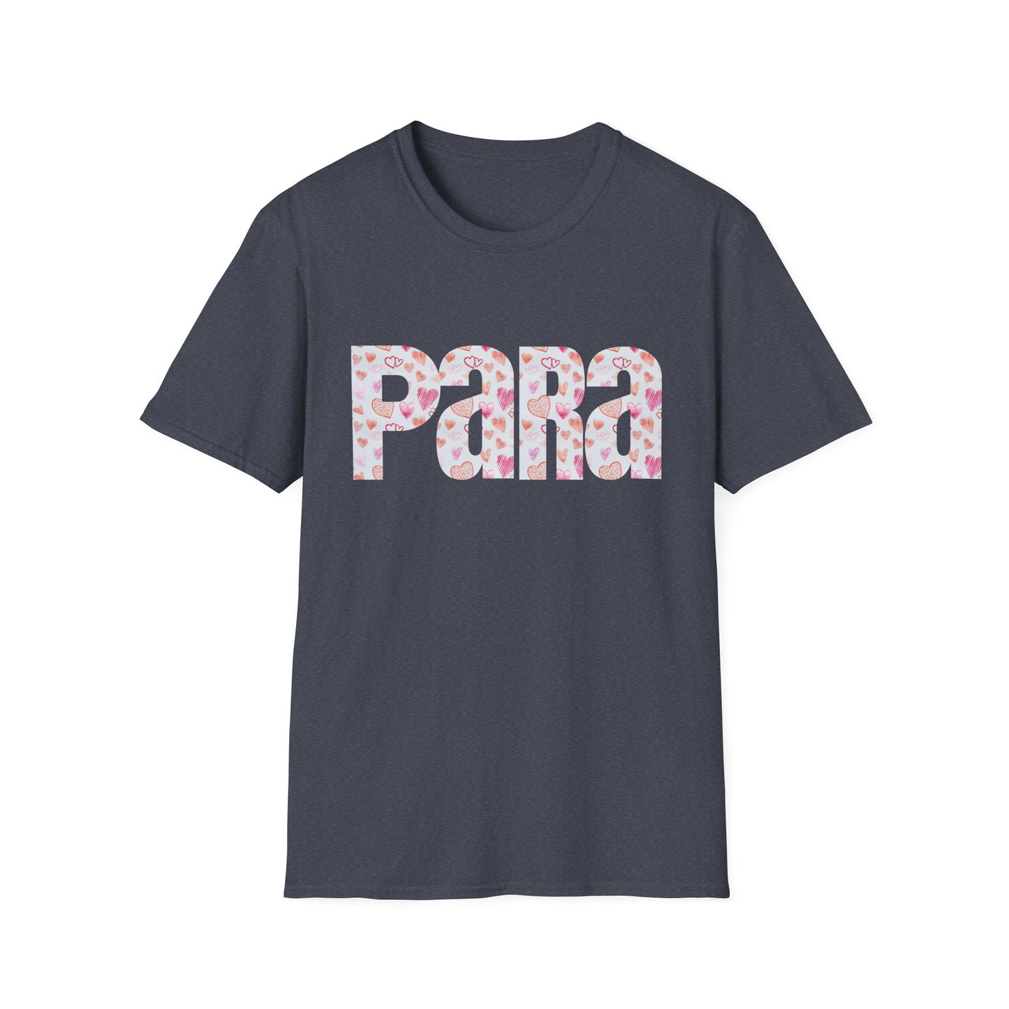 Para heart Text T-Shirt — Pink heart Pattern Graphic Tee