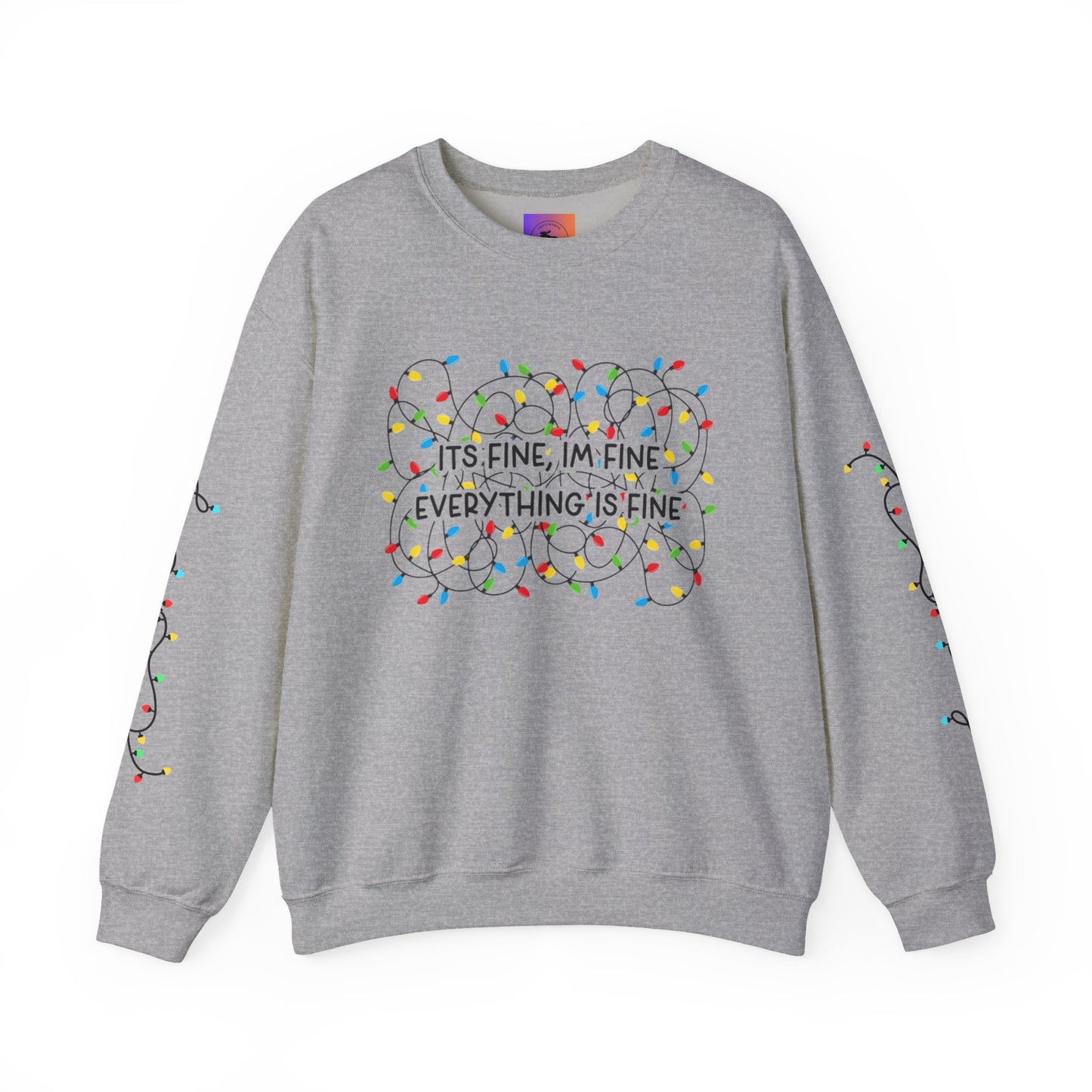 Its Fine Everything Is Fine holiday lights crewneck
