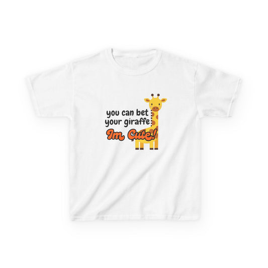 Kids T-Shirt – “You Can Bet Your Giraffe I’m Cute!” Cute Giraffe Graphic Tee for Toddlers