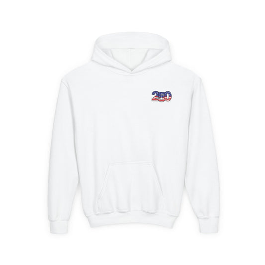 Youth Hoodie — Distressed American Flag “One Nation Under God” Patriotic Sweatshirt