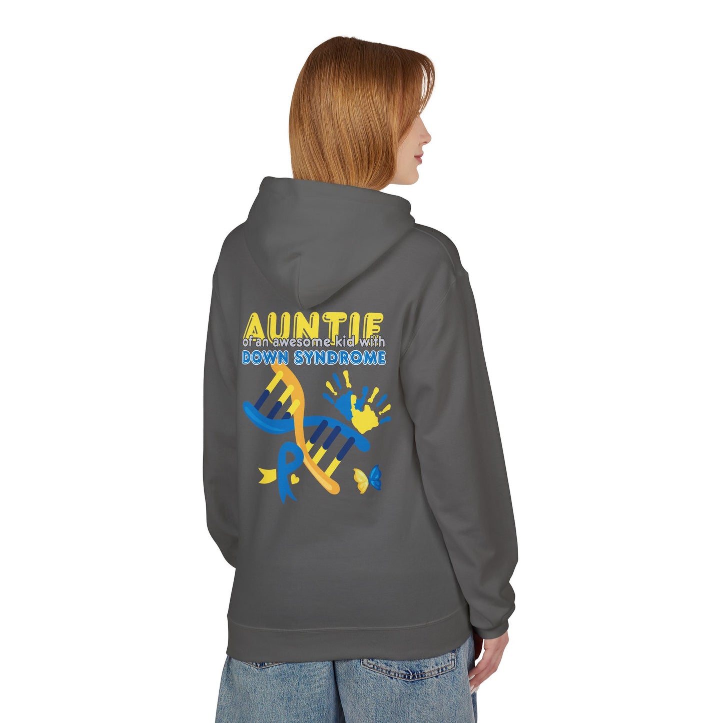 Down Syndrome Aunt Hoodie — "Auntie of the Morning Sun" DNA Ribbon Sweatshirt