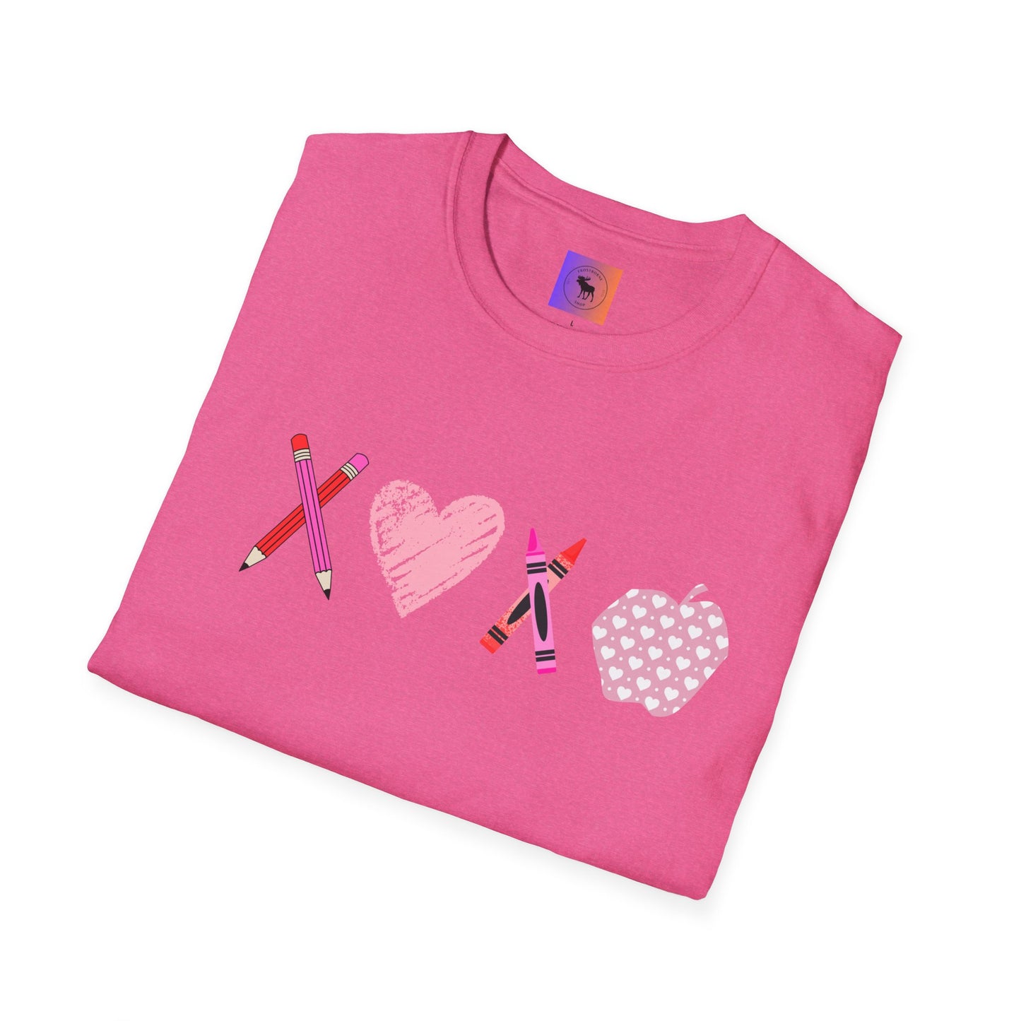 Teacher Valentine T-Shirt — Pencils, Crayon Apple & XOXO