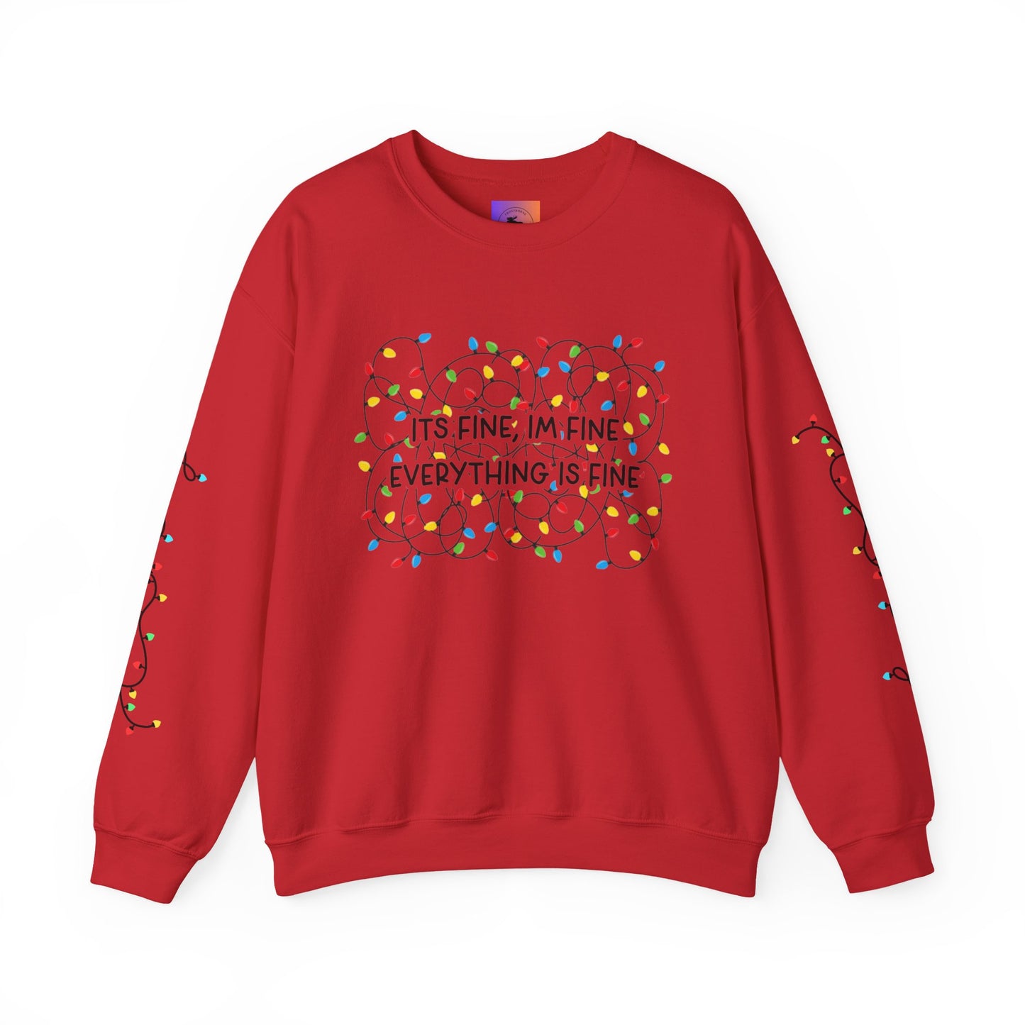 Its Fine Everything Is Fine holiday lights crewneck