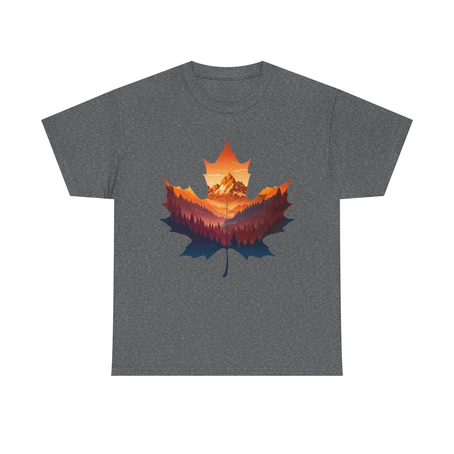 Sunset Leaf Unisex Tee, Mountain Graphic T-Shirt, Nature Lover Cotton Shirt, Outdoor Adventure Clothing, Hiking Apparel