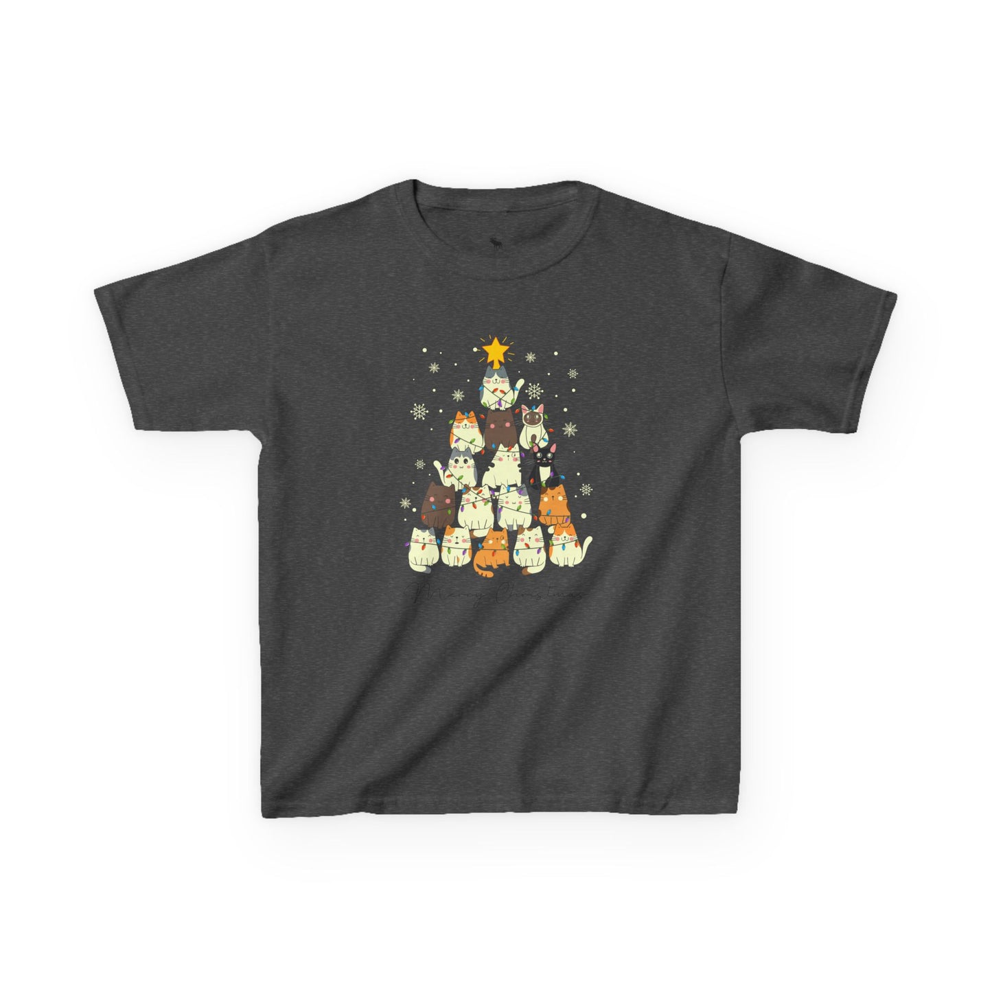 Kids Holiday Cat Tee, Cute Christmas Shirt, Fun Winter Top, Adorable Kids T-Shirt, Festive Animal Apparel, Christmas Gift for Kids