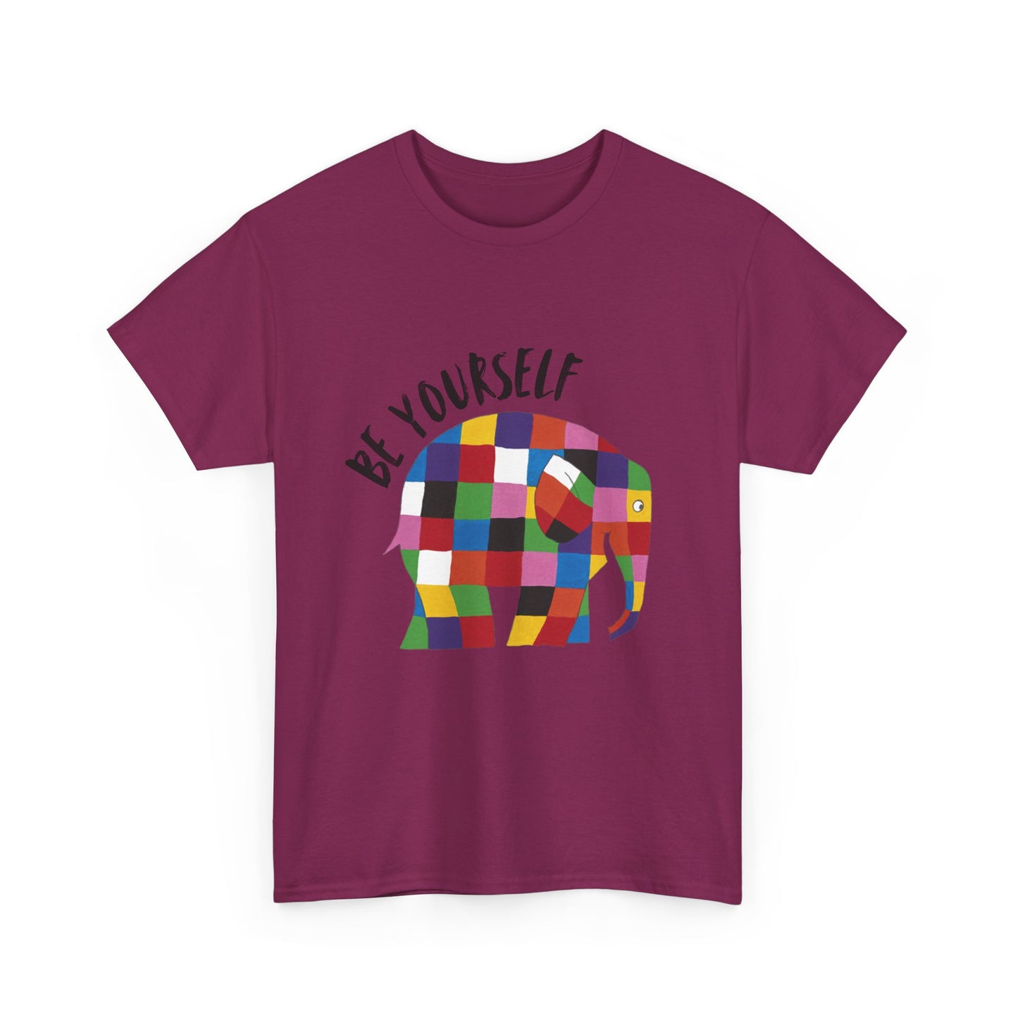 Patchwork Elephant Unisex Tee, Elmer Print Shirt, Graphic Tee, Kids Novelty Shirt, Animal Lover Gift