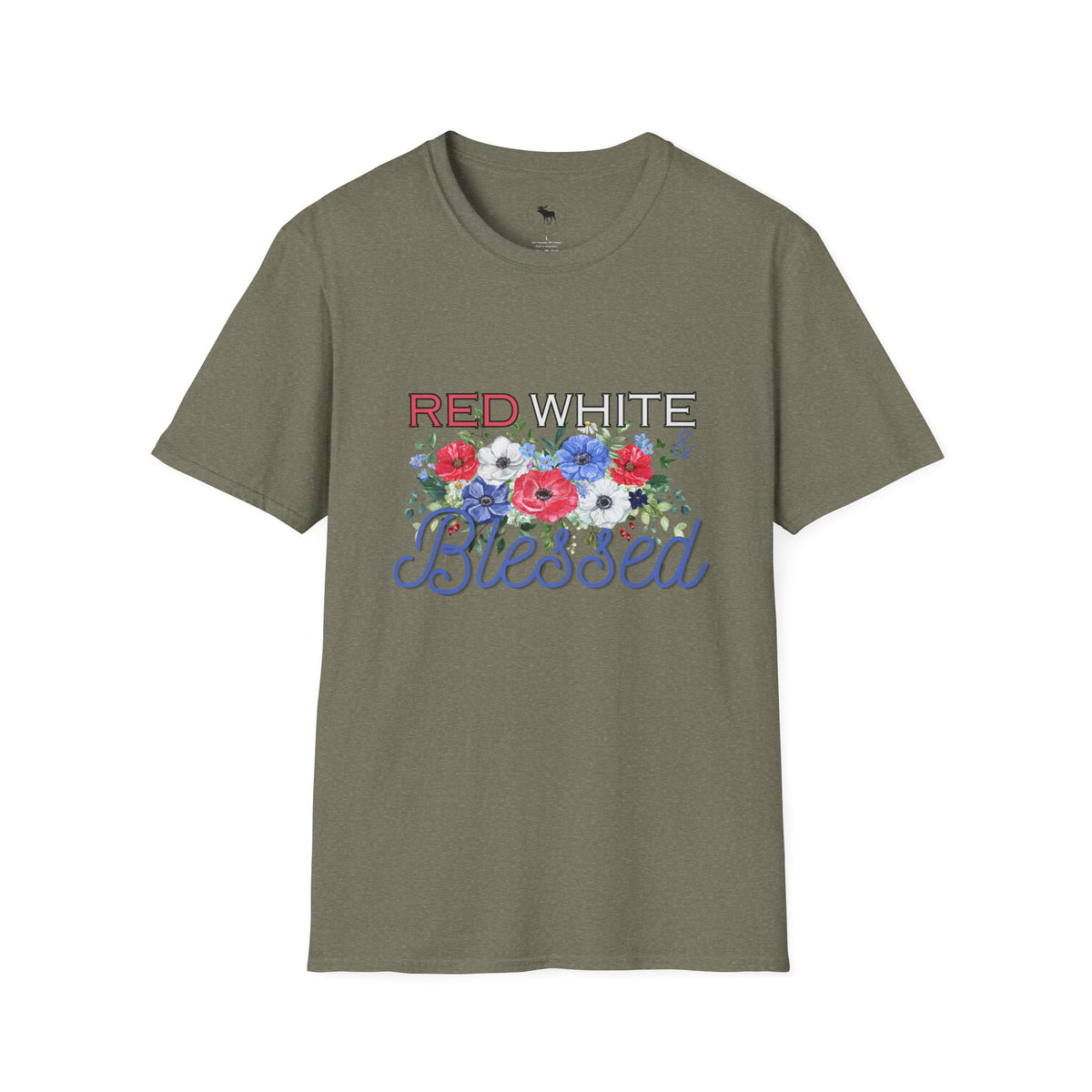 T-Shirt — "Red White & Blessed" Floral Patriotic Tee