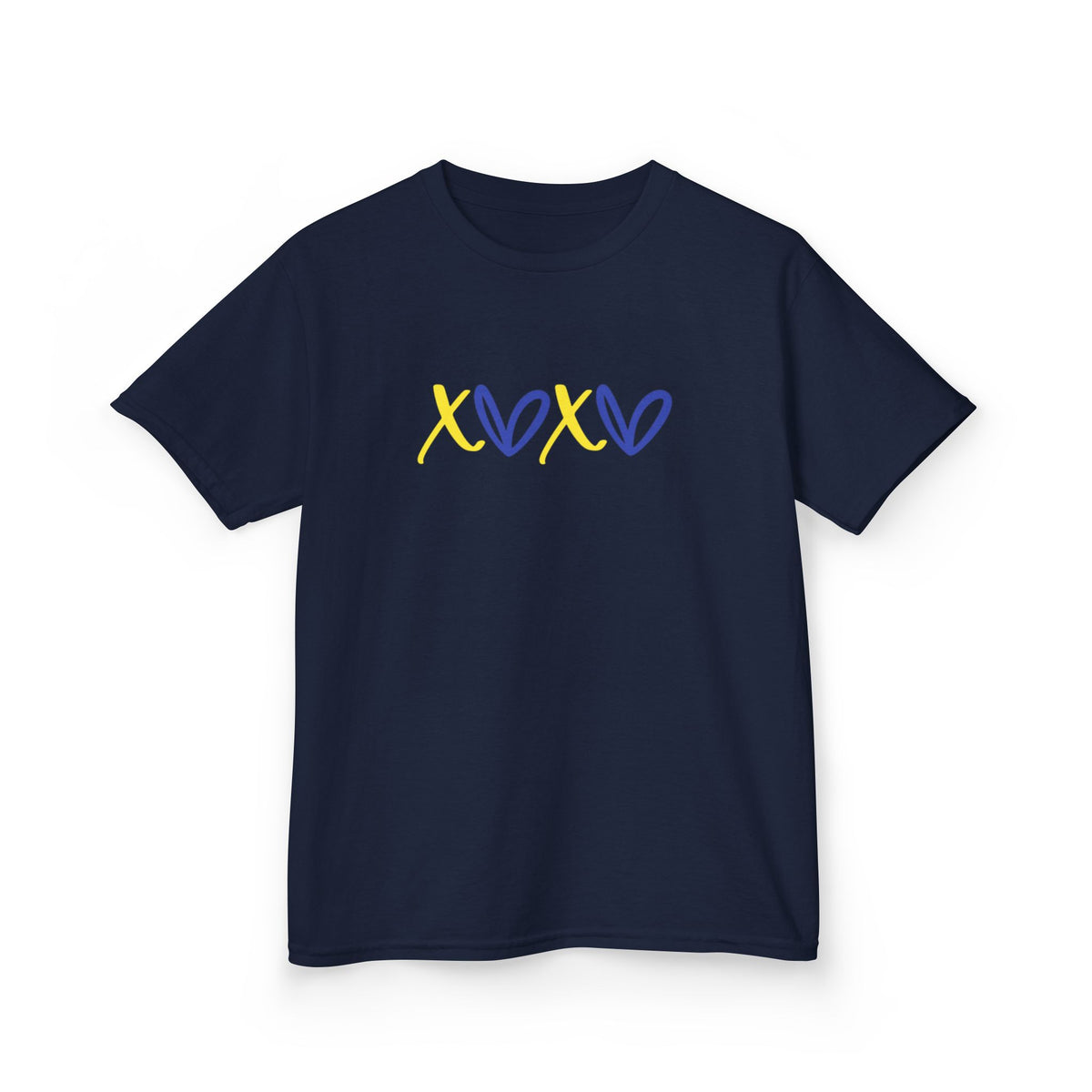 Kids Tee — Blue & Yellow DNA Hearts Design Down Syndrome Awareness,  DS