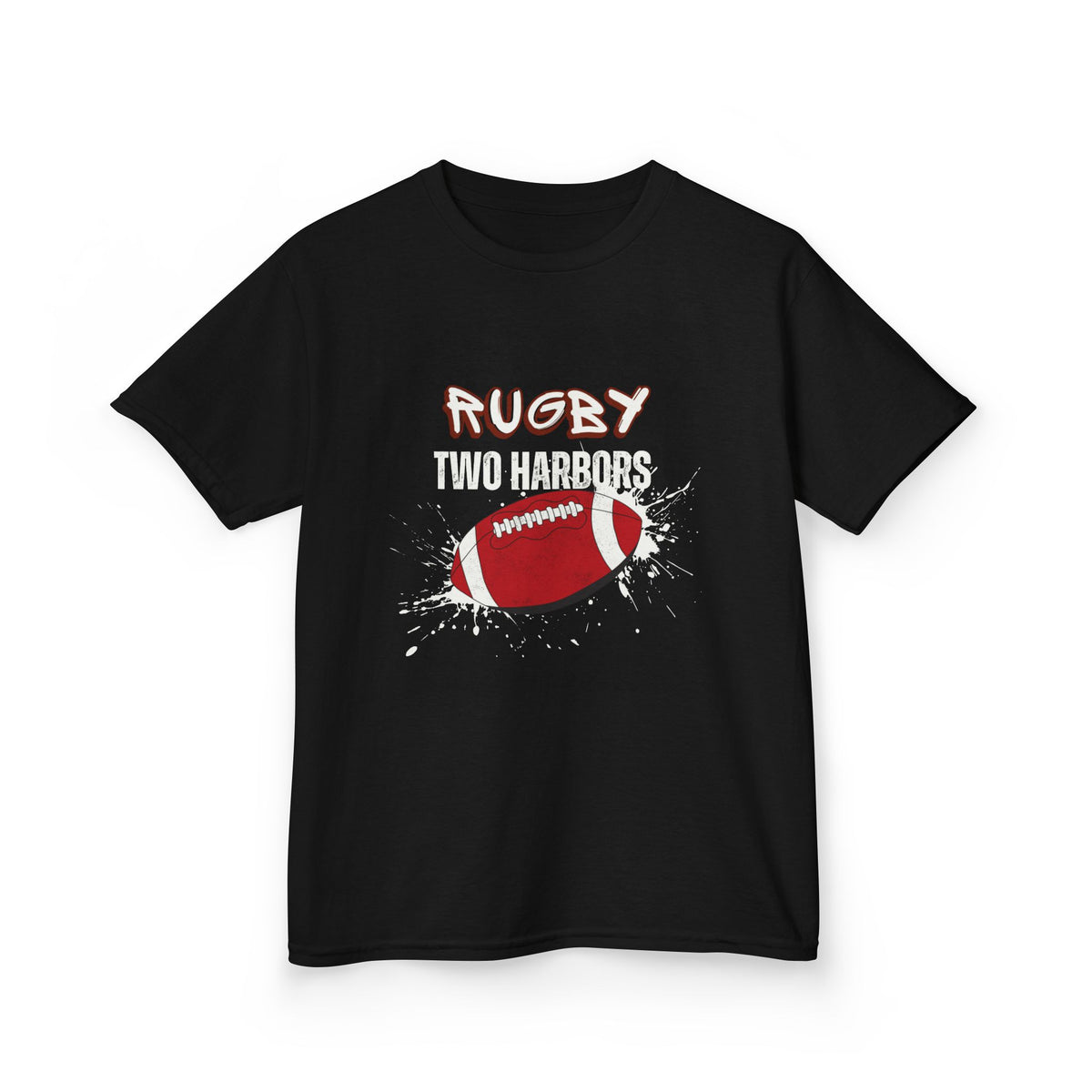 Kids Tee — "Rugby Two Harbors" Youth Football Graphic Shirt