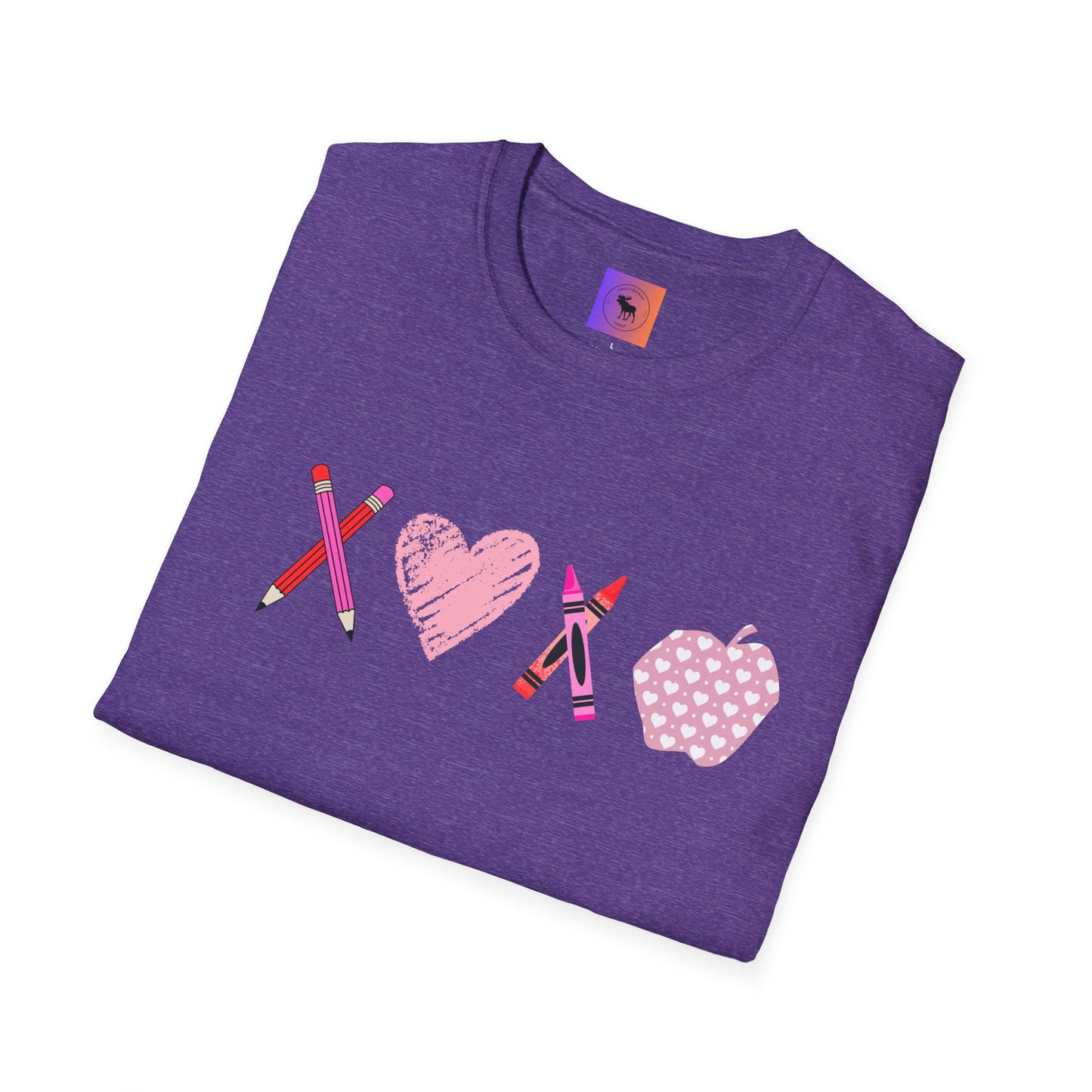 Teacher Valentine T-Shirt — Pencils, Crayon Apple & XOXO