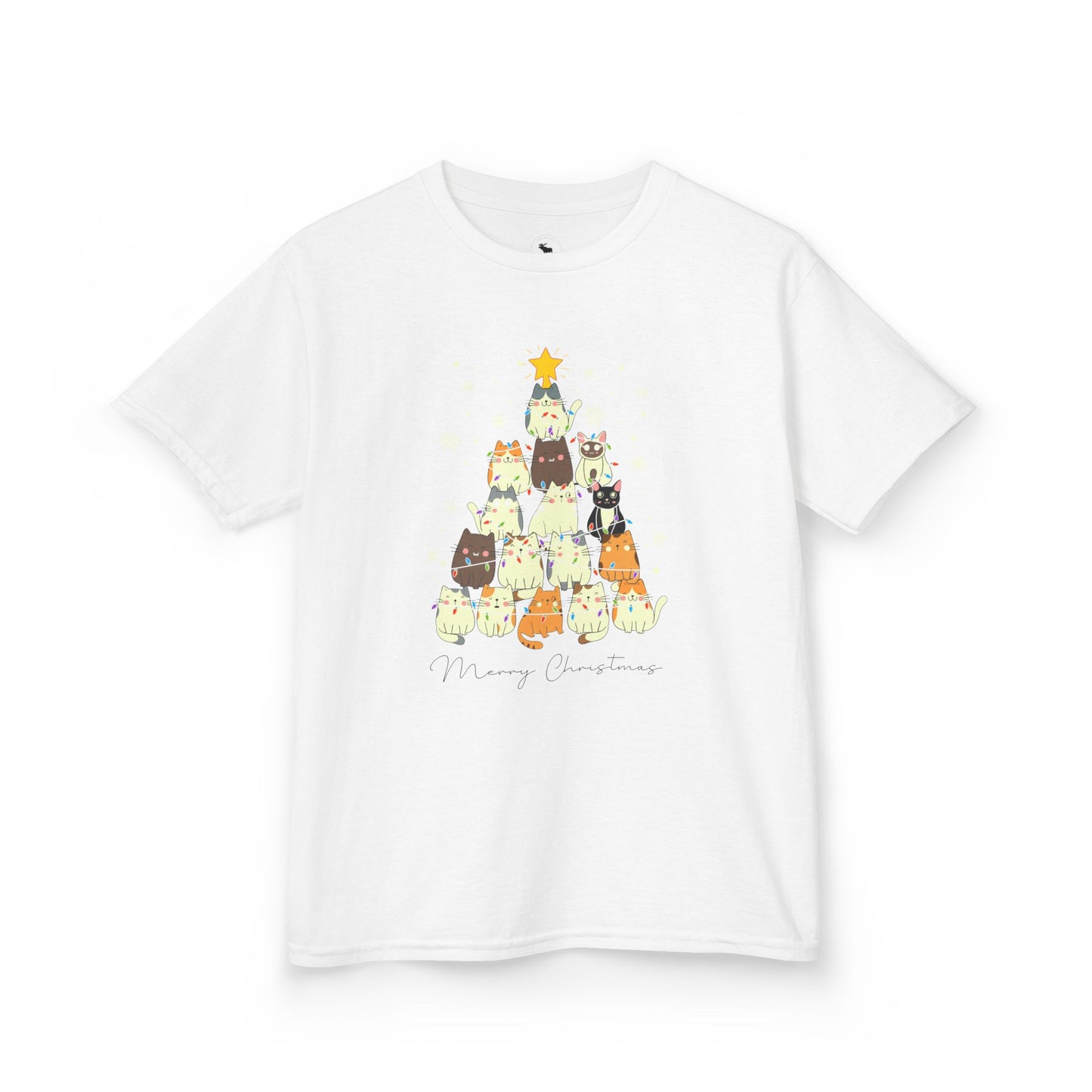 Kids Holiday Cat Tee, Cute Christmas Shirt, Fun Winter Top, Adorable Kids T-Shirt, Festive Animal Apparel, Christmas Gift for Kids