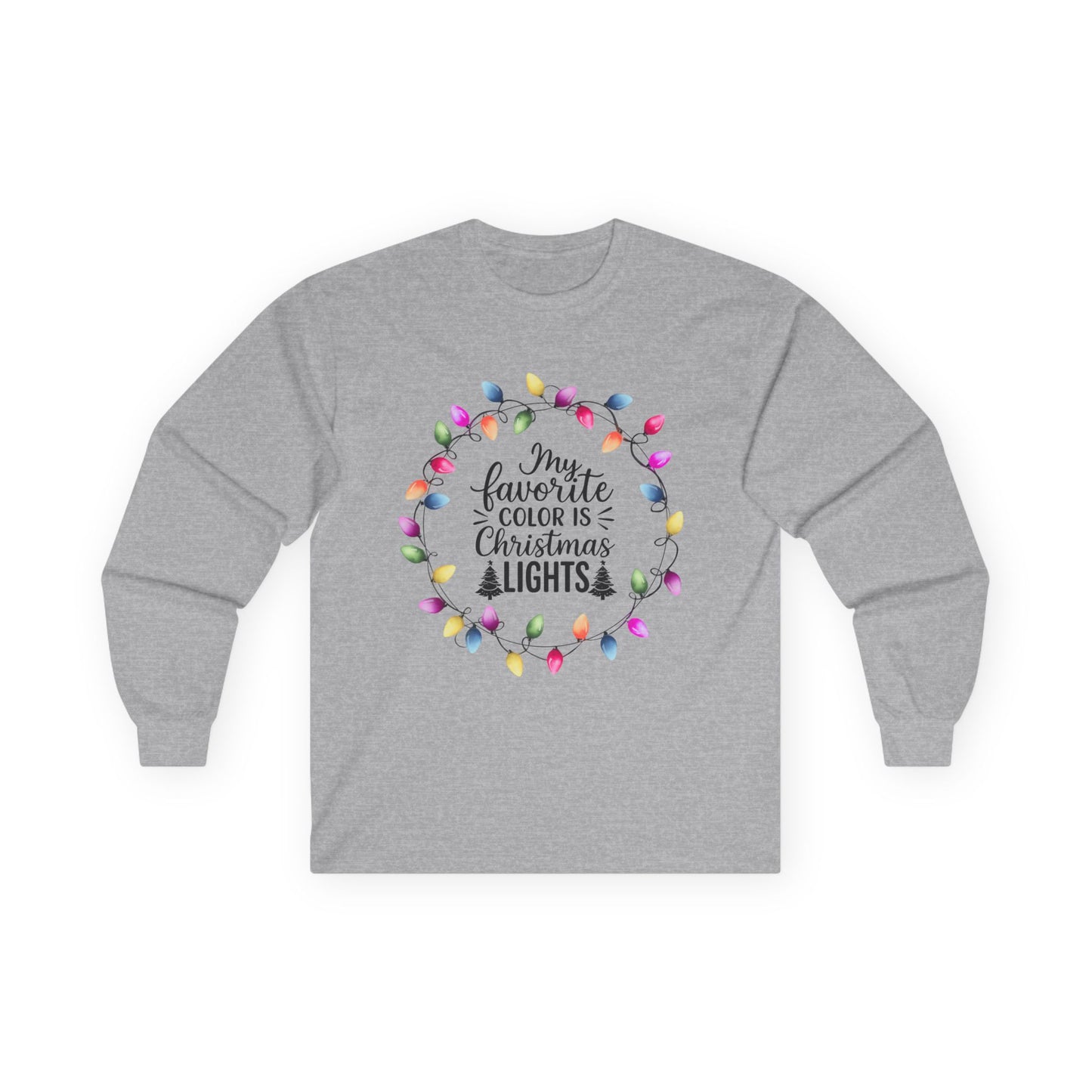 Christmas Lights Long Sleeve Tee, Unisex Holiday Shirt, Festive Apparel, Gift for Her, Xmas Party Outfit